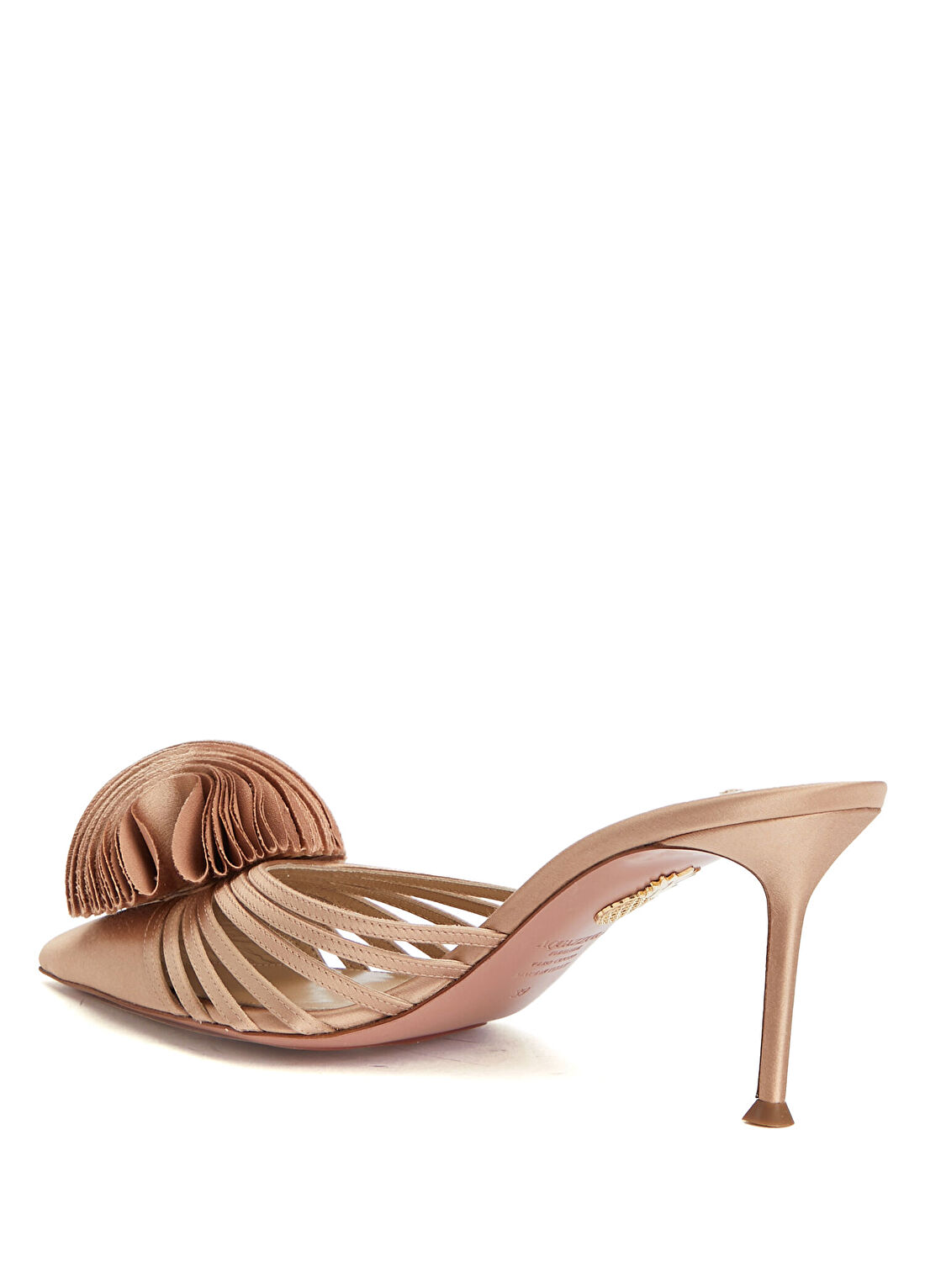 Aquazzura Wild Bloom Nude Kadın Saten Terlik görsel 3
