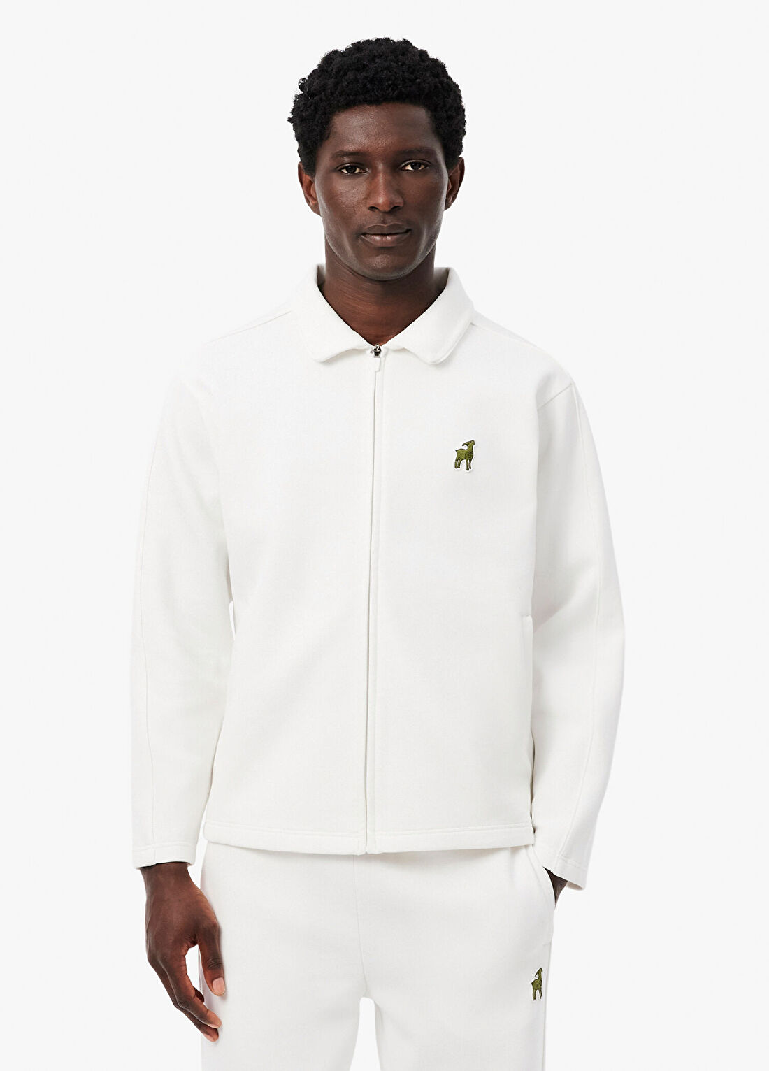Lacoste x Novak Djokovic The Goat Beyaz Regular Fit Fermuarlı Erkek Sweatshirt