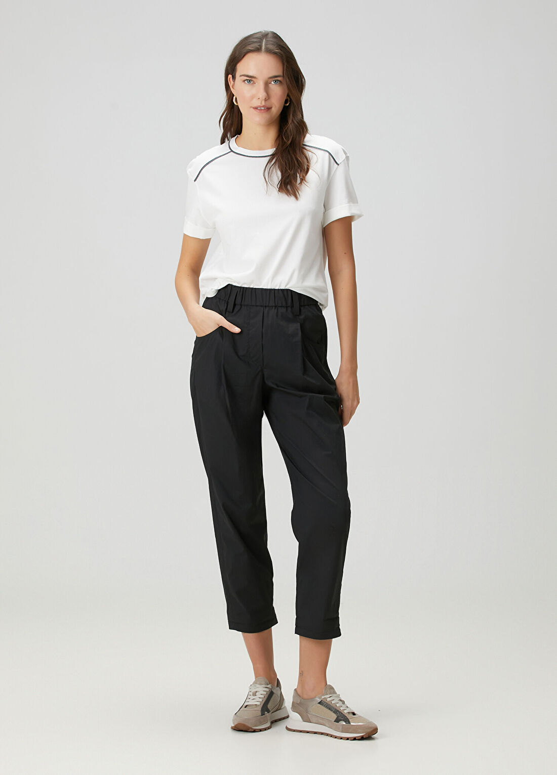 Brunello Cucinelli Siyah Pile Detaylı Pantolon