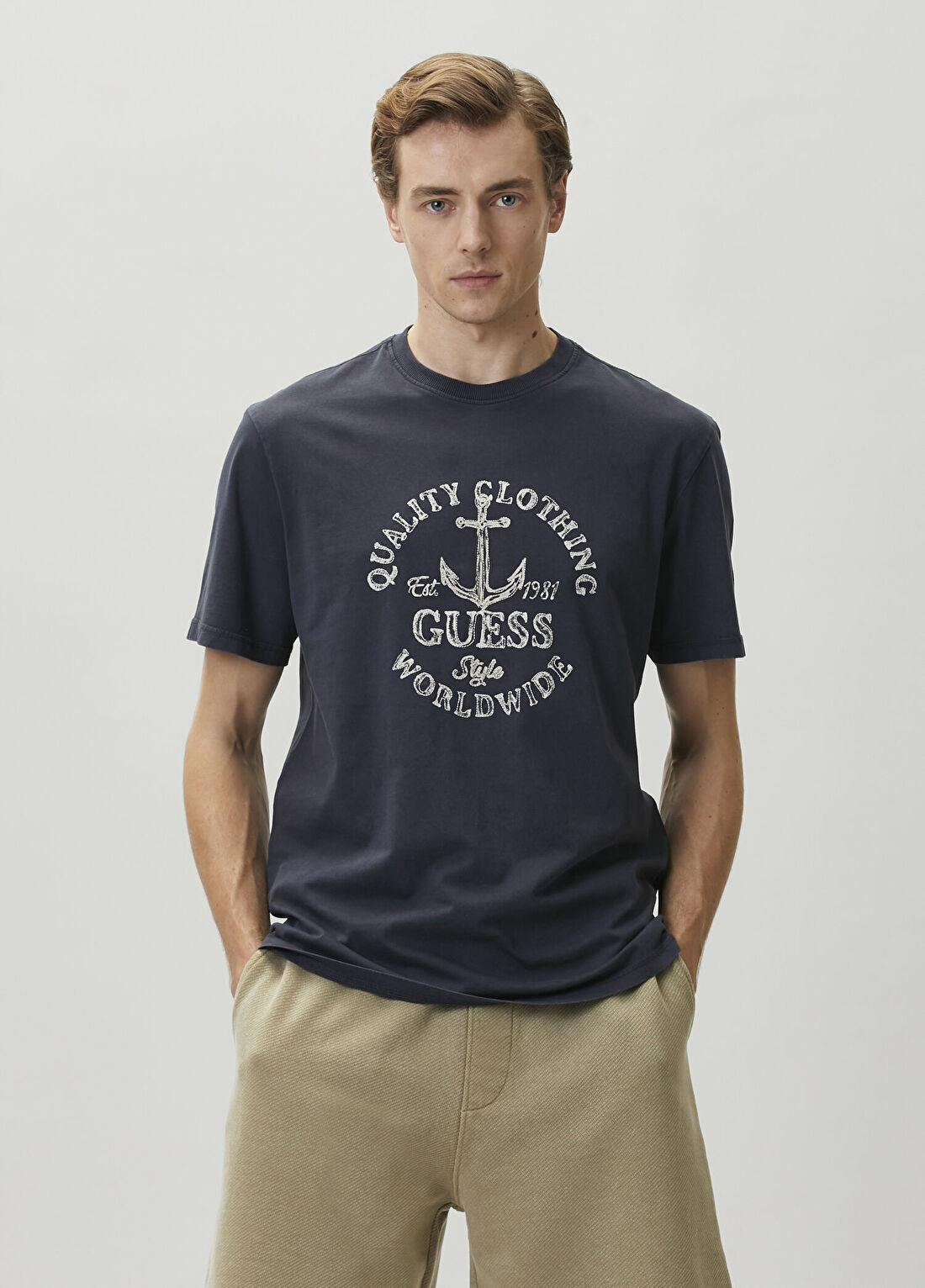 Guess Regular Fit Lacivert Jersey T-shirt