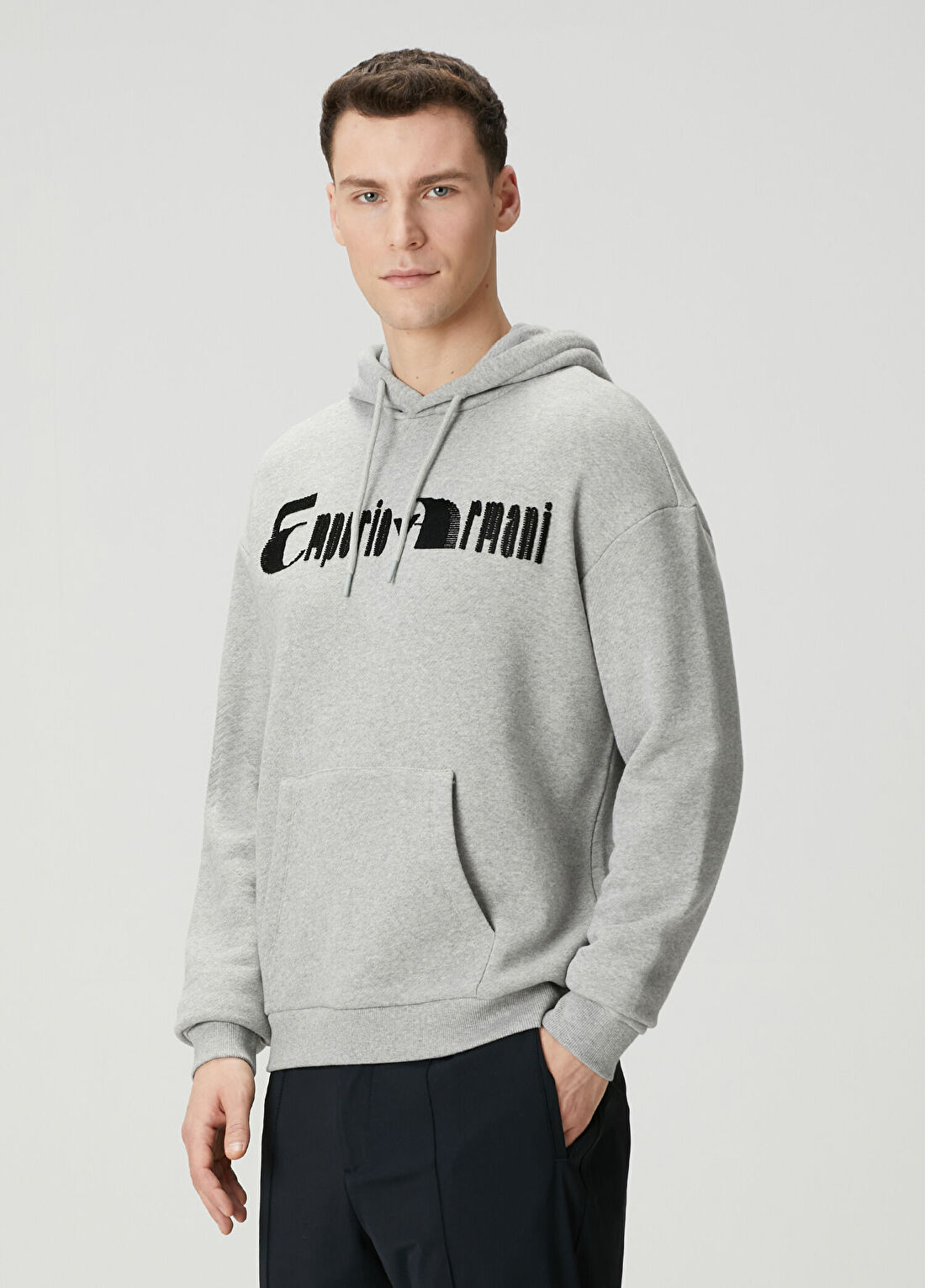 Emporio Armani Gri Kapüşonlu Sweatshirt