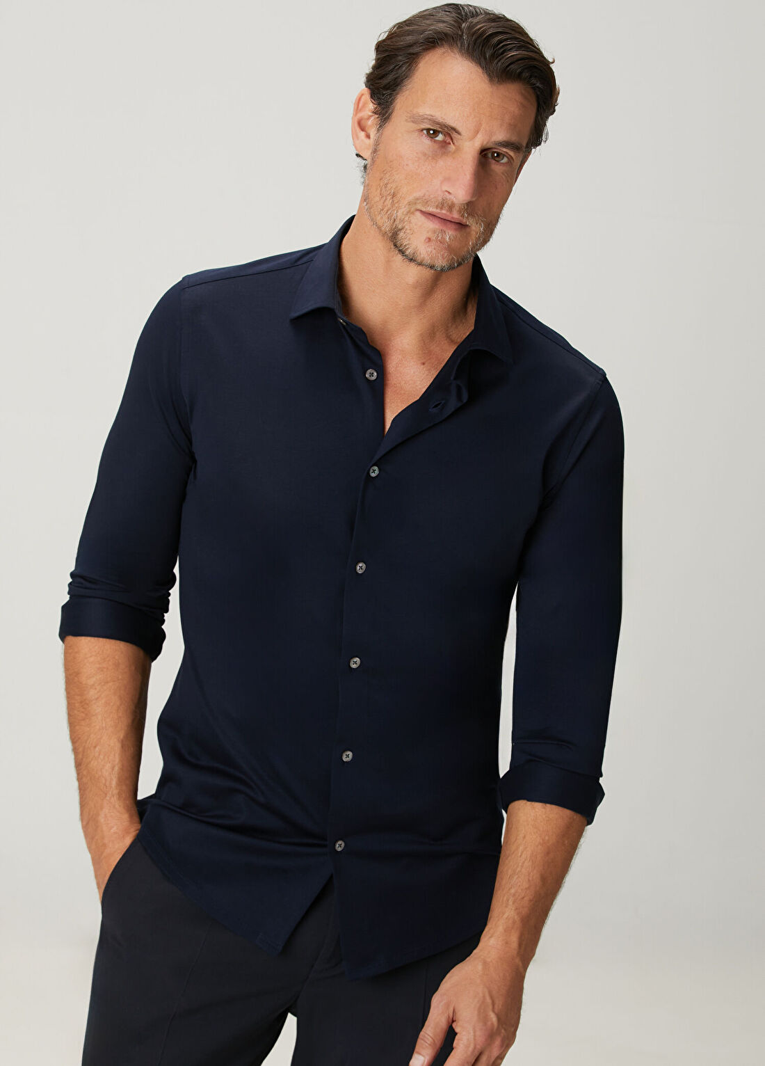 Beymen Collection Lacivert Merserize Gömlek görsel 2