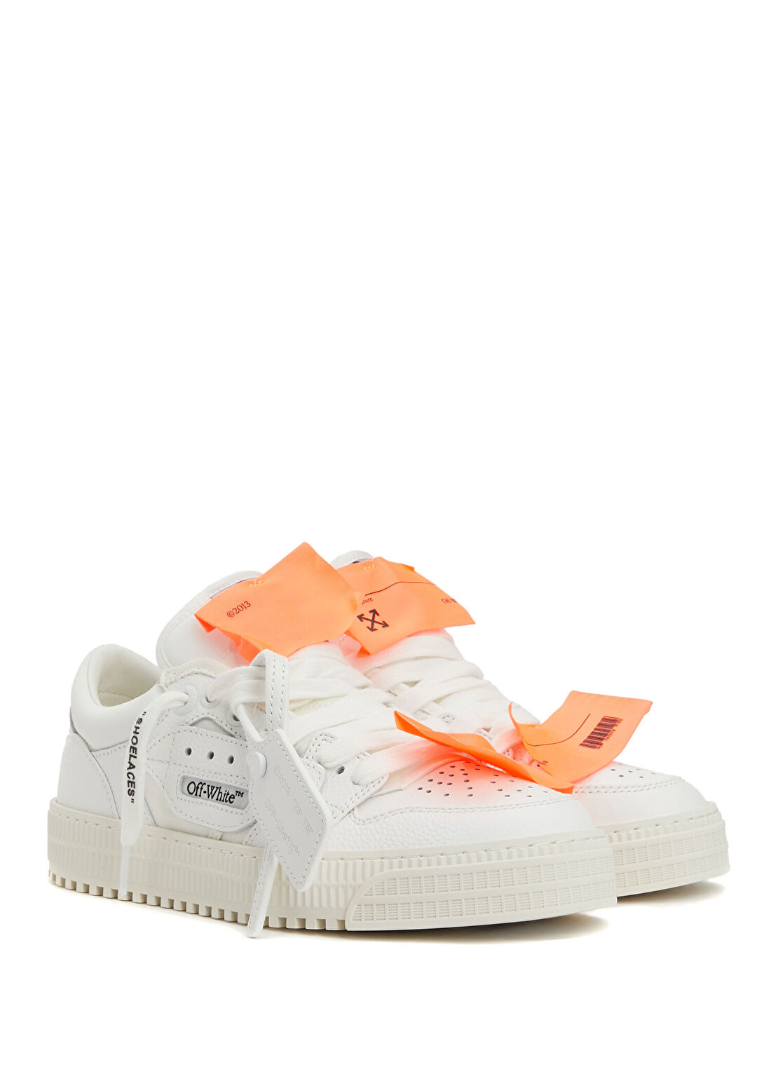 Off-White 3 0 Off Court Turuncu Beyaz Kadın Deri Sneaker görsel 2