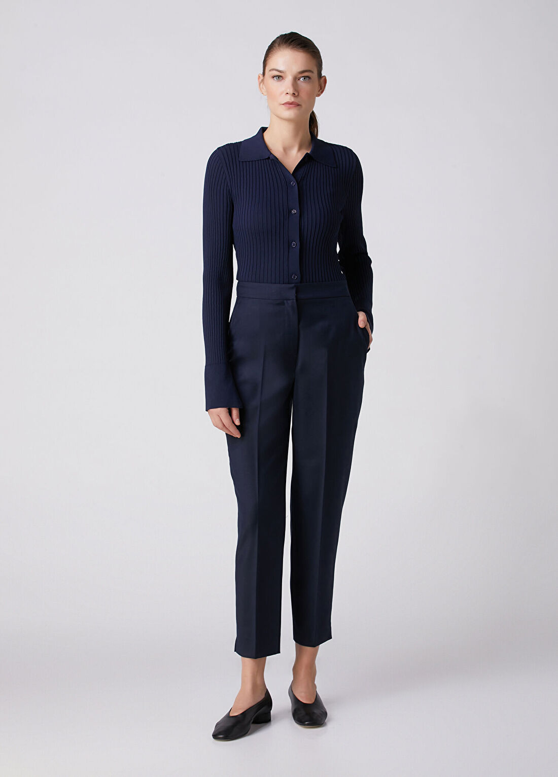 Beymen Collection Lacivert Yün Cigarette Pantolon