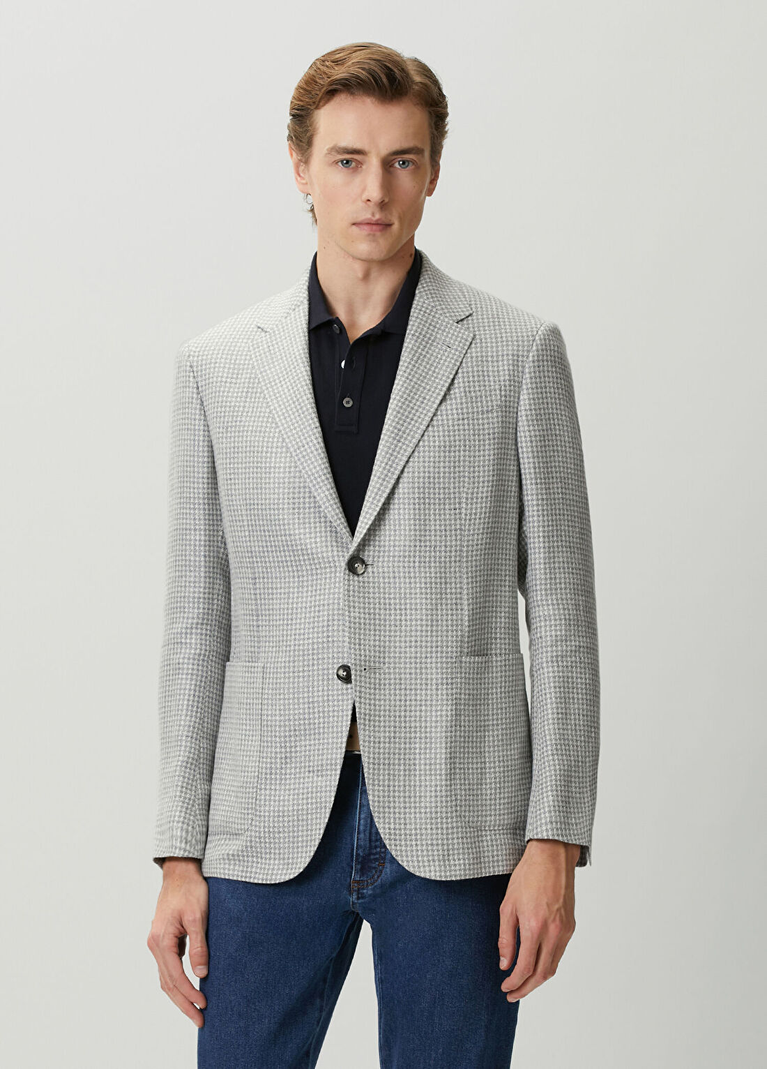 Zegna Bej Kazayağı Desenli Keten Formal Ceket