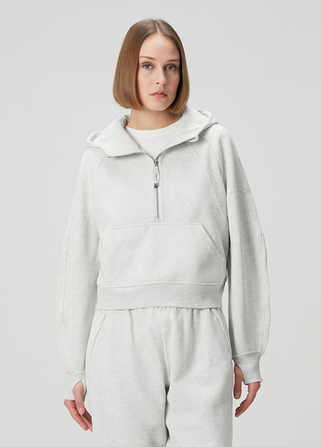 lululemon Scuba Half Zip Gris Kapüşonlu Oversize Sweatshirt