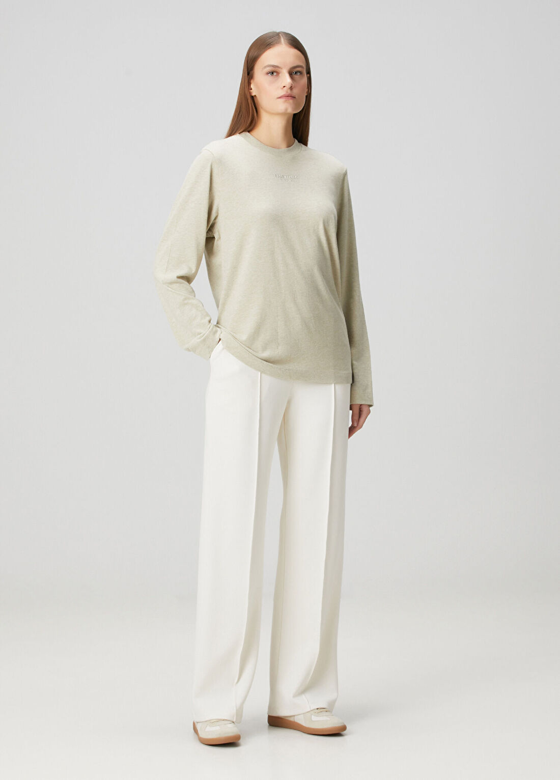 Fear Of God Essentials Classic Fit Bej Uzun Kol T-shirt görsel 2