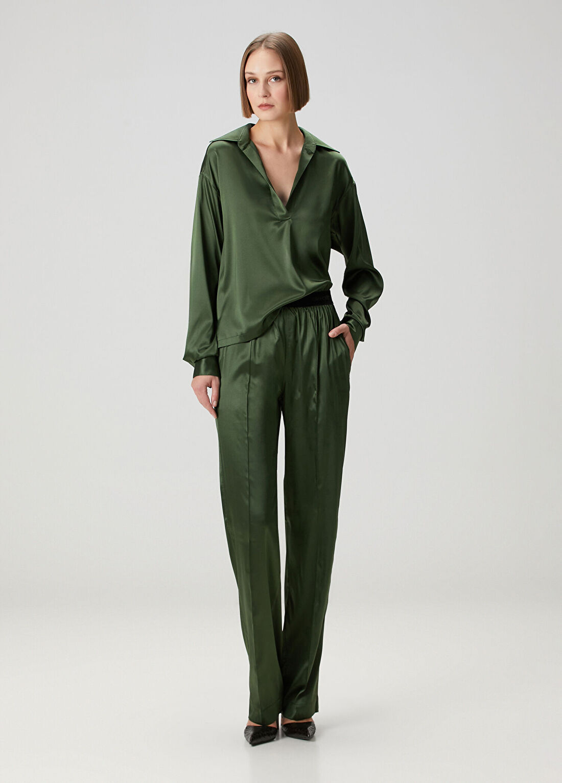 Tom Ford Yeşil İpek Saten Pijama Pantolon