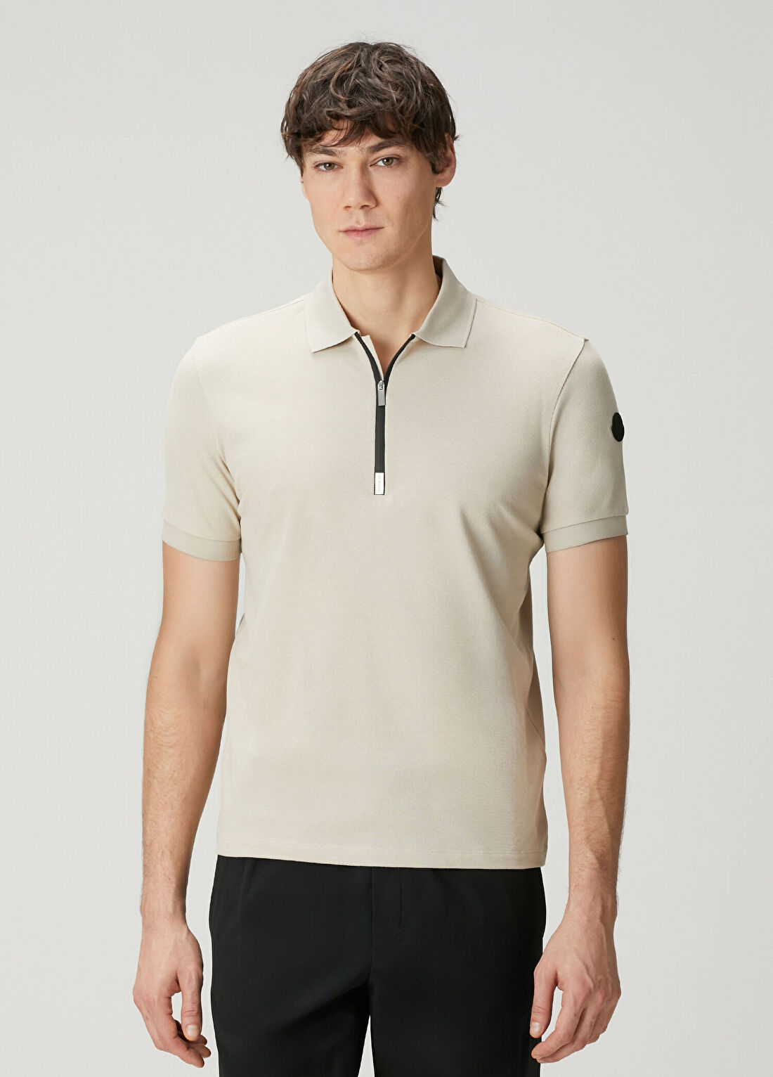Moncler Bej Polo Yaka T-shirt