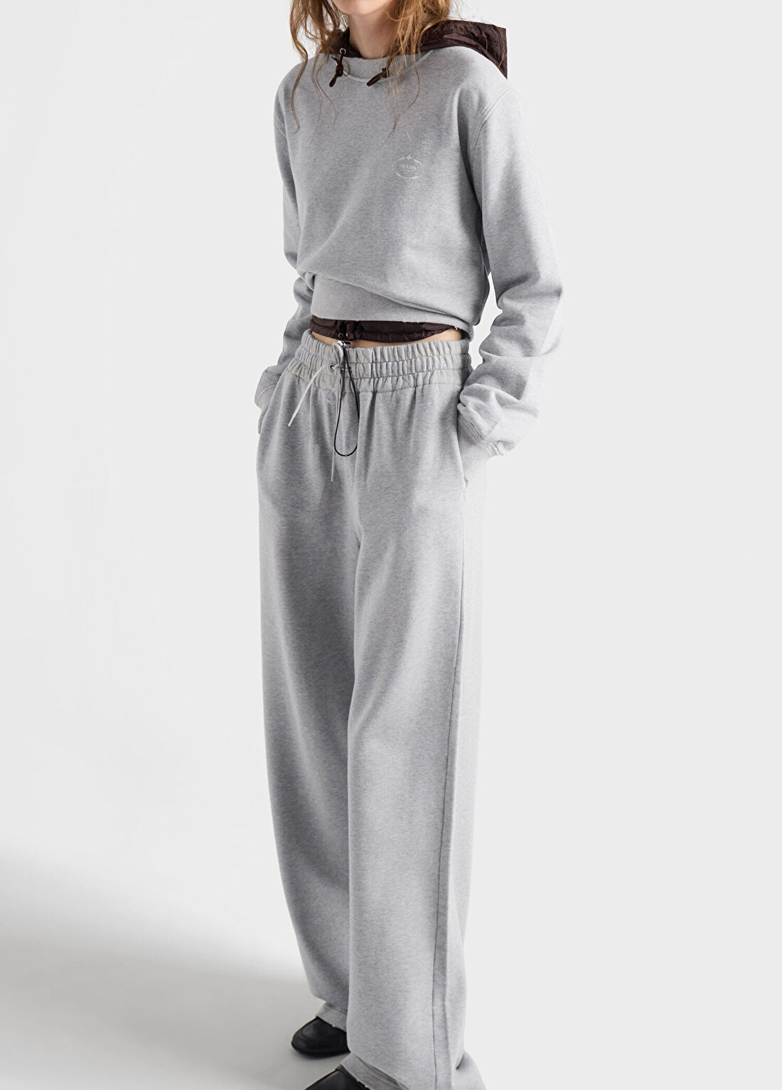 Prada Gri Pamuklu Polar Kadın Jogger Pantolon görsel 3