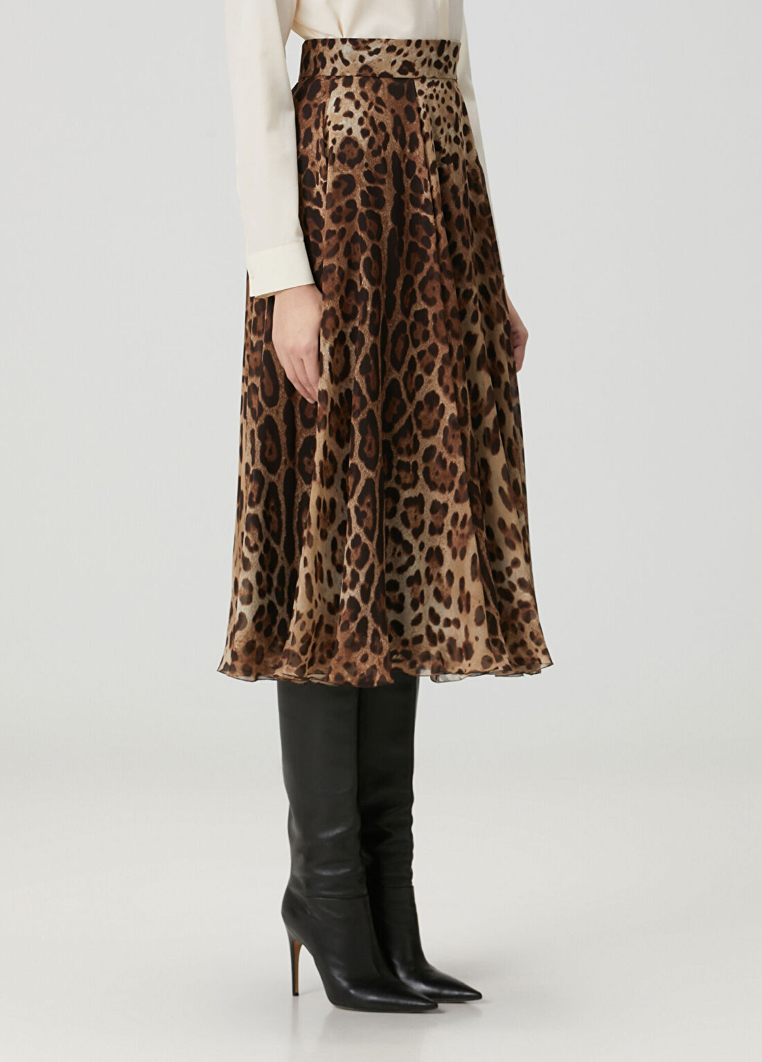 Dolce&Gabbana Leopar Desenli Midi İpek Etek görsel 3