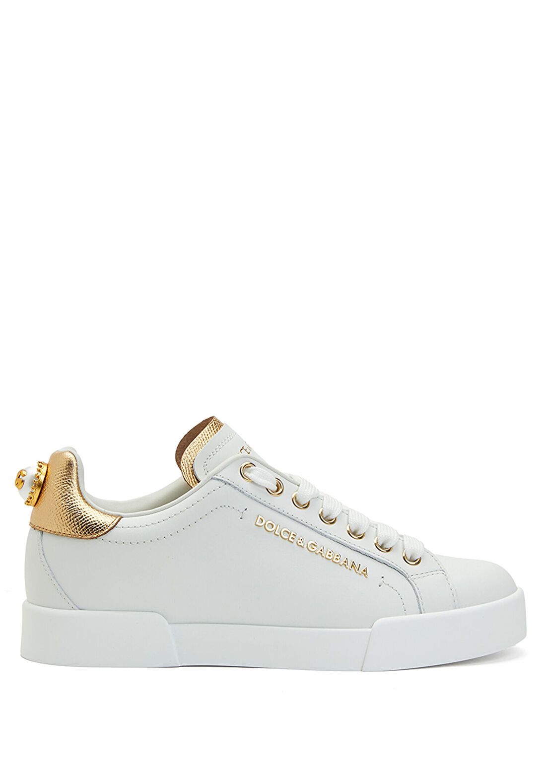 Dolce&Gabbana Portofino Siyah Beyaz Kadın Deri Sneaker