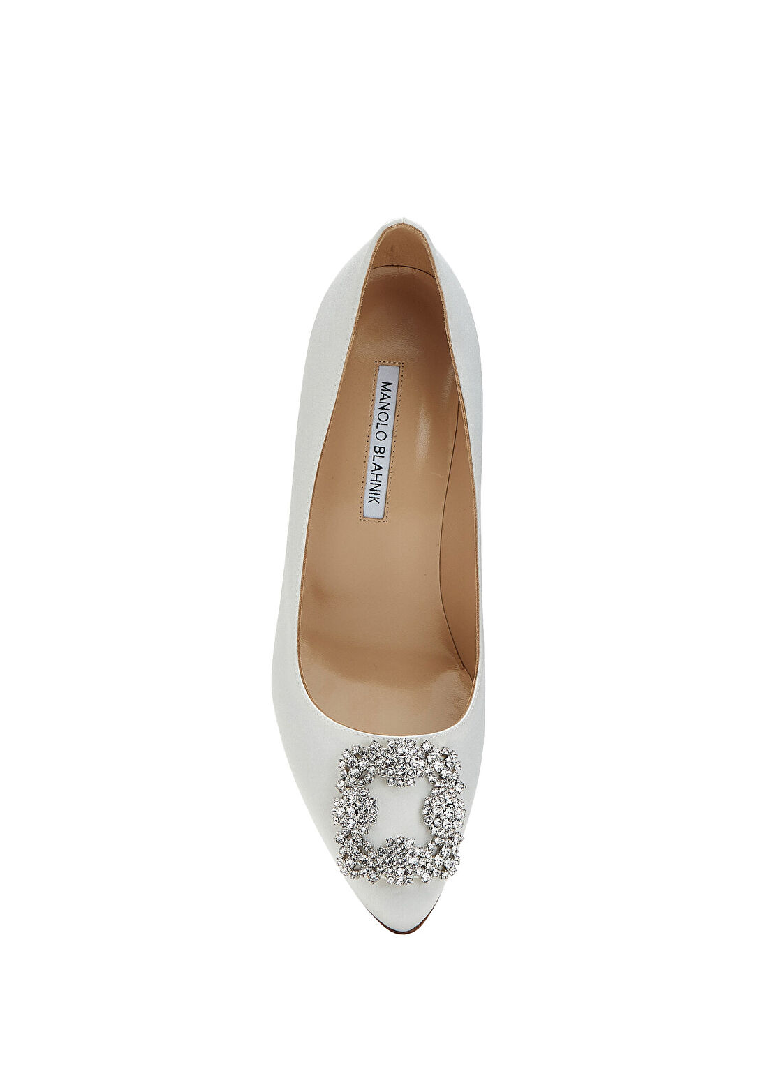 Manolo Blahnik Hangisi Beyaz Saten Topuklu Ayakkabı görsel 4
