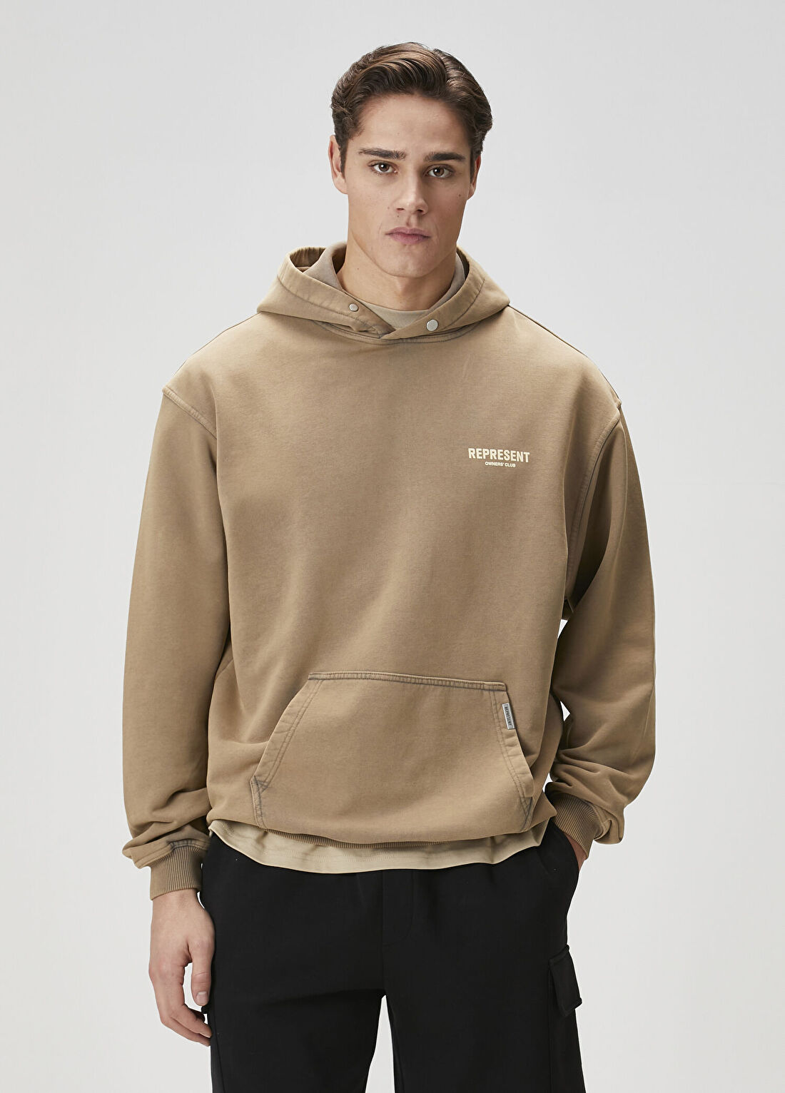 Represent Açık Kahverengi Kapüşonlu Sweatshirt