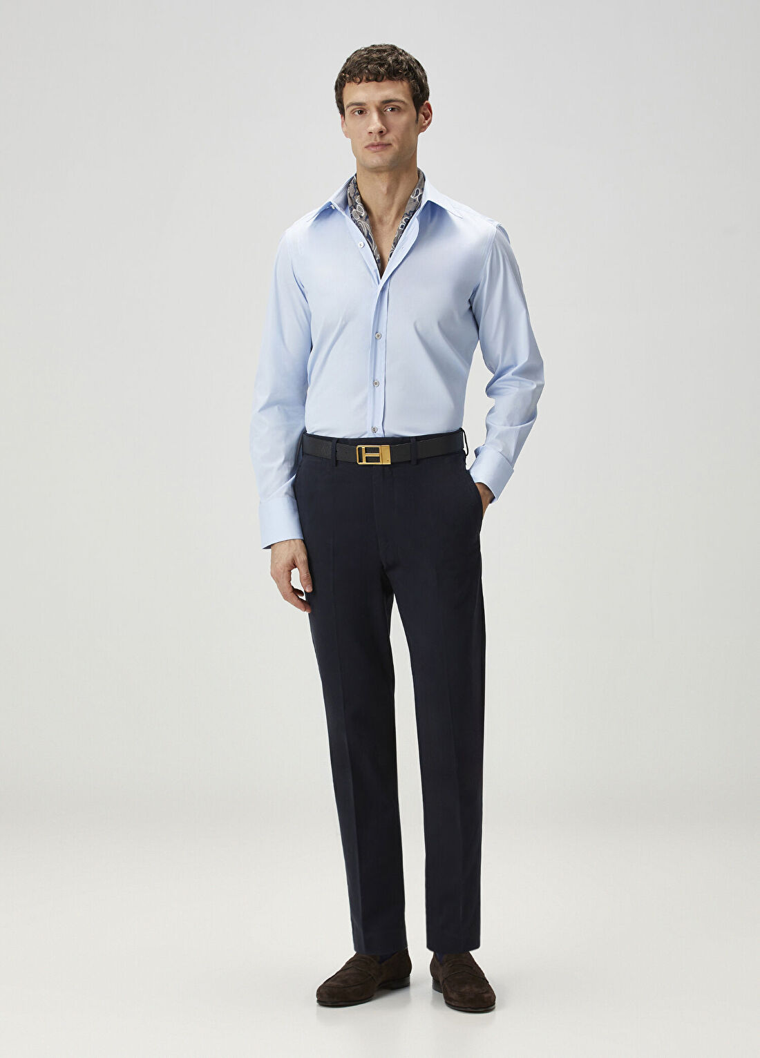 Tom Ford Slim Fit Açık Mavi Stretch Poplin Gömlek görsel 2