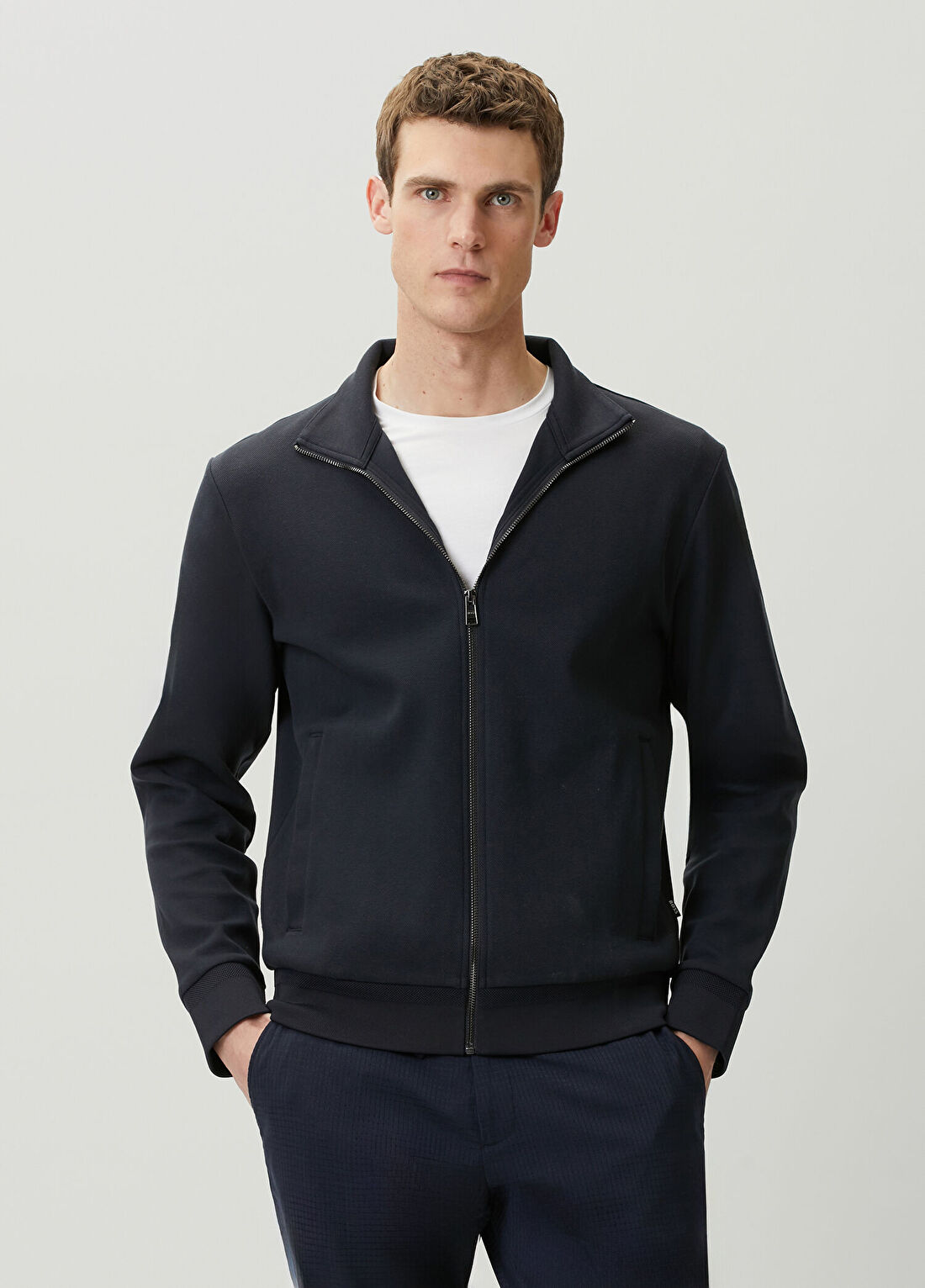 Boss Lacivert Fermuarlı Sweatshirt