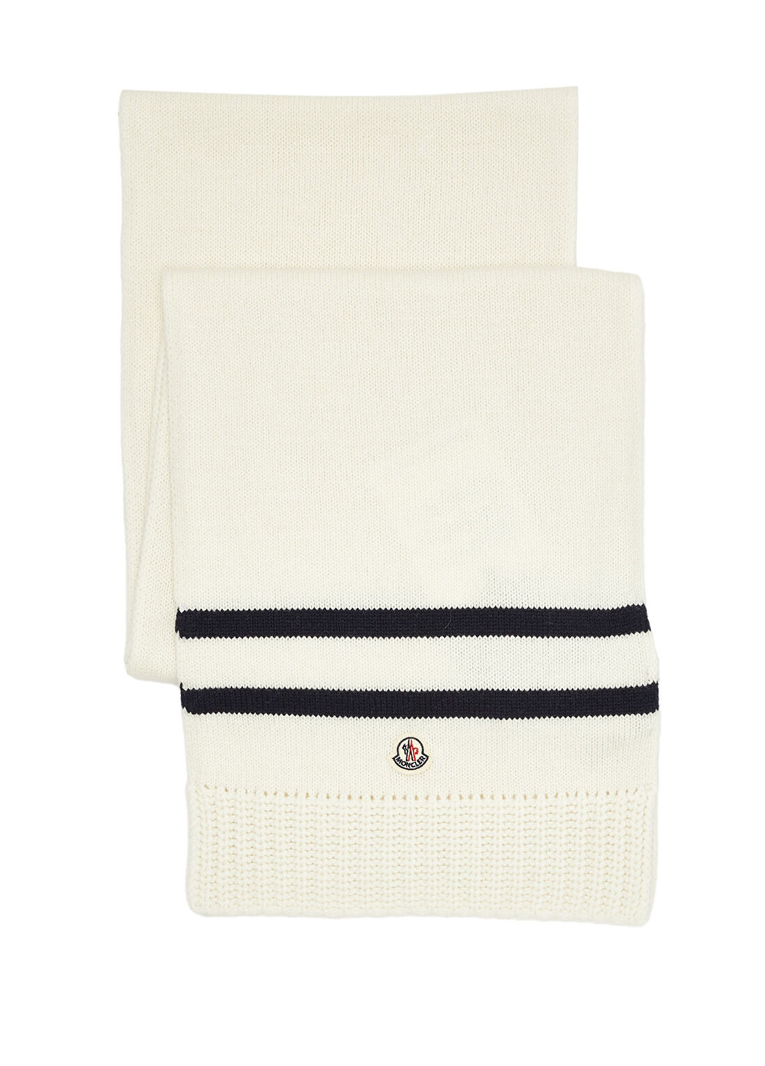 Moncler Siyah Beyaz Logolu Kadın Yün Atkı