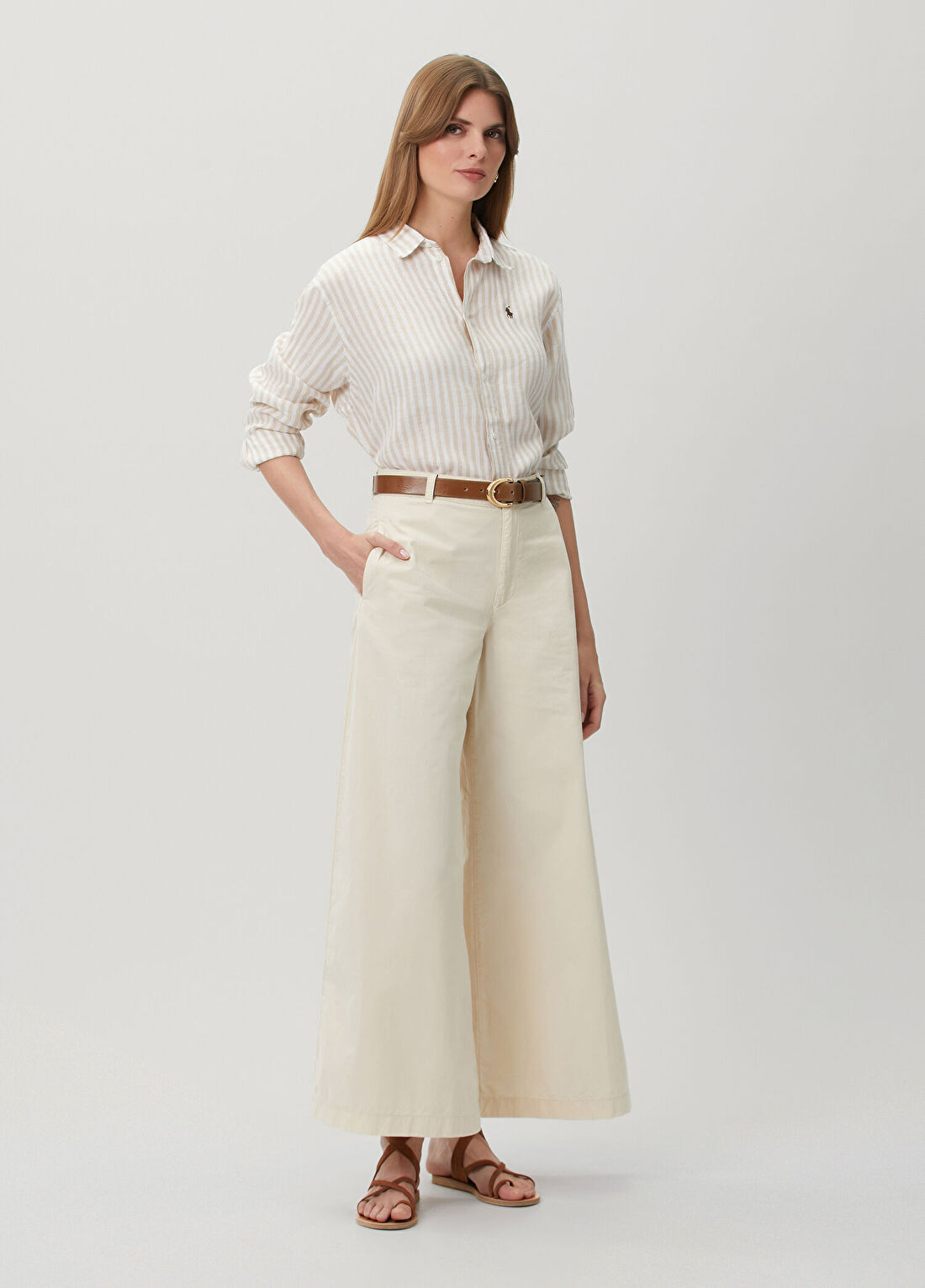 Polo Ralph Lauren Bej Wide Leg Jean Pantolon