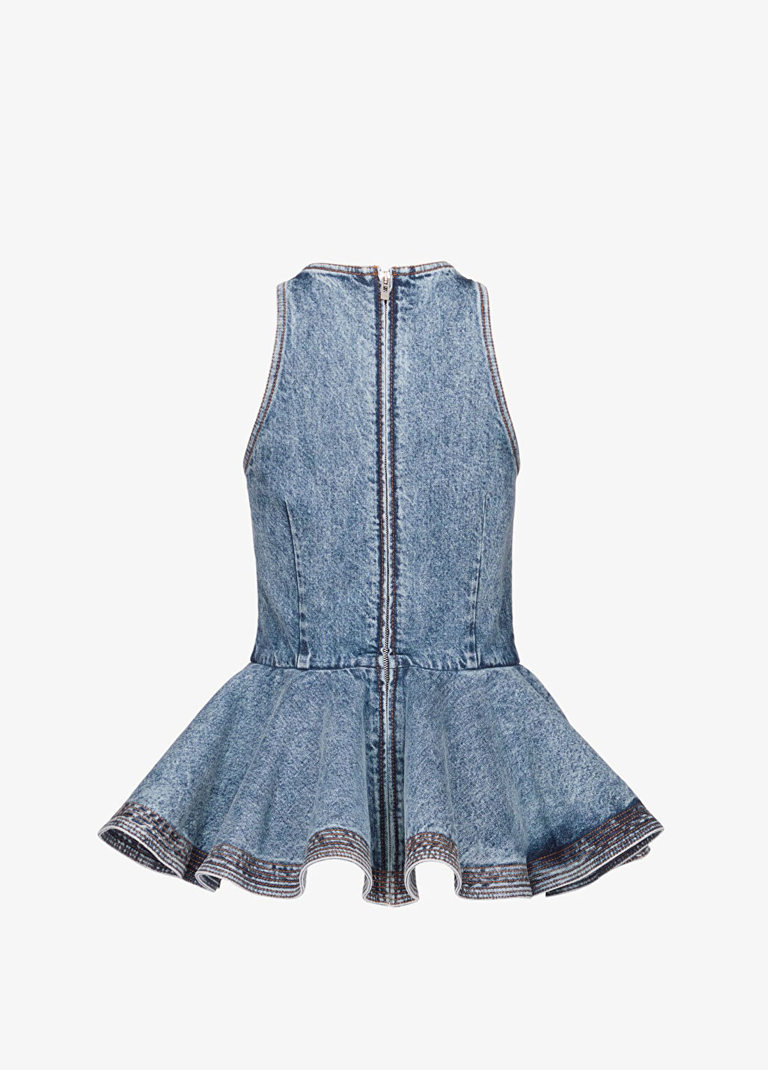 Alaïa Peplum Mavi Denim Bluz görsel 2
