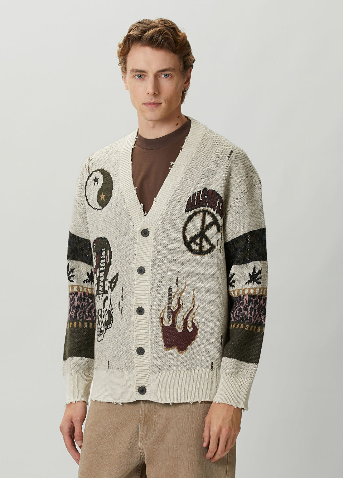AllSaints Bram Ekru Triko Hırka görsel 3