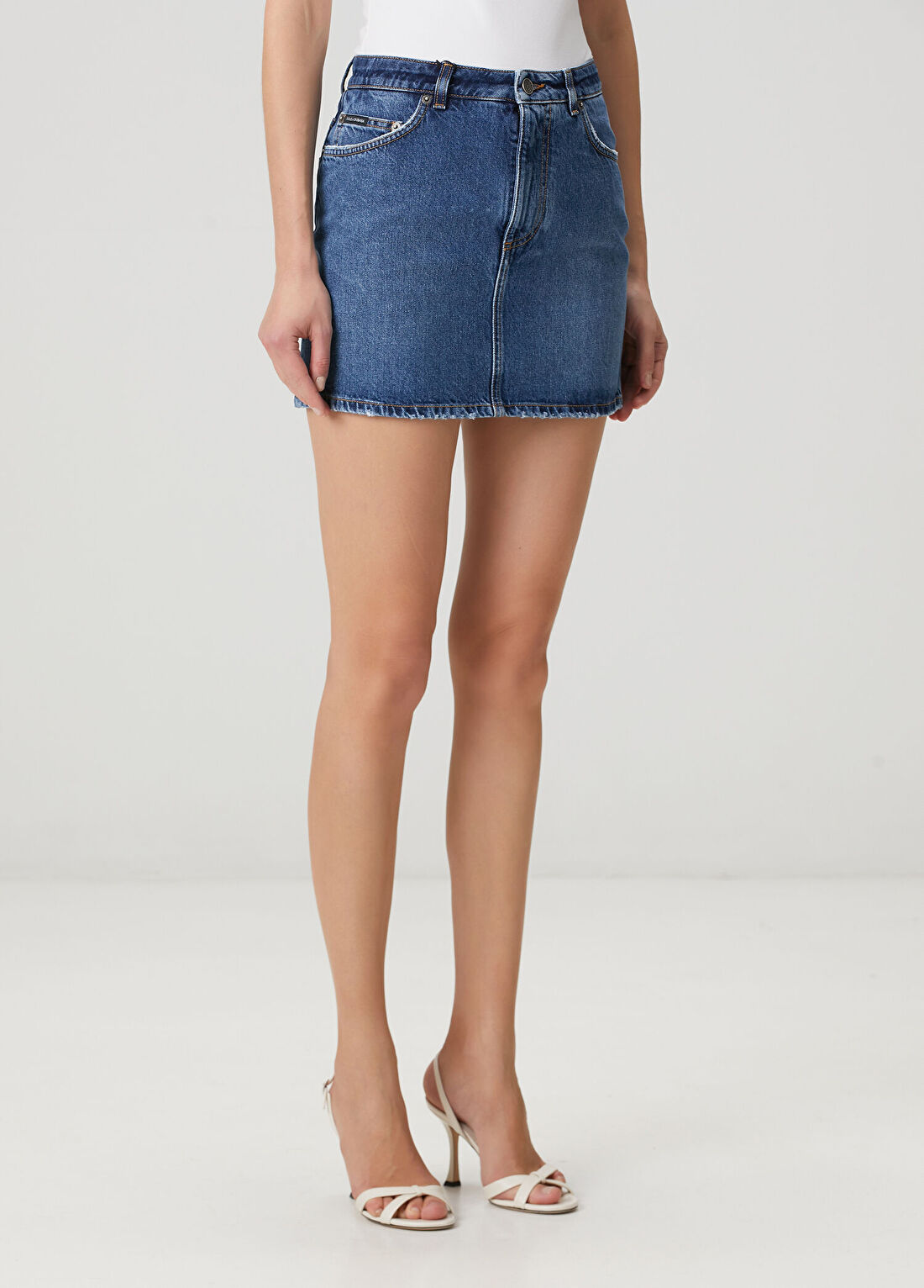 Dolce&Gabbana Mavi Mini Denim Etek görsel 3