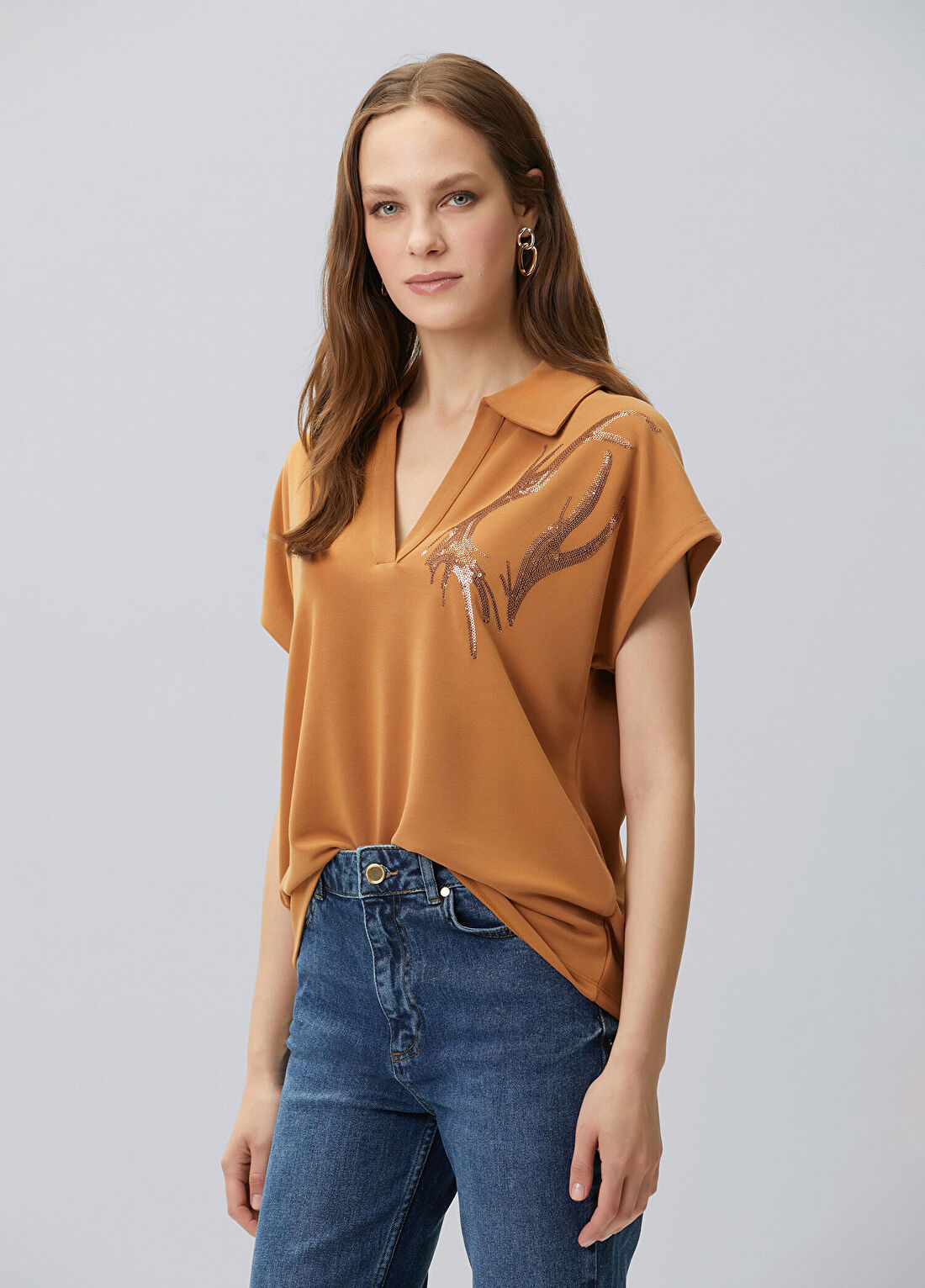 Network Tarçın Payet Nakış Detaylı T-shirt görsel 4