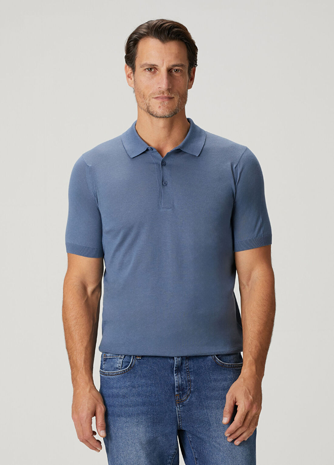 John Smedley Hecte Mavi Polo Yaka Kısa Kollu Triko