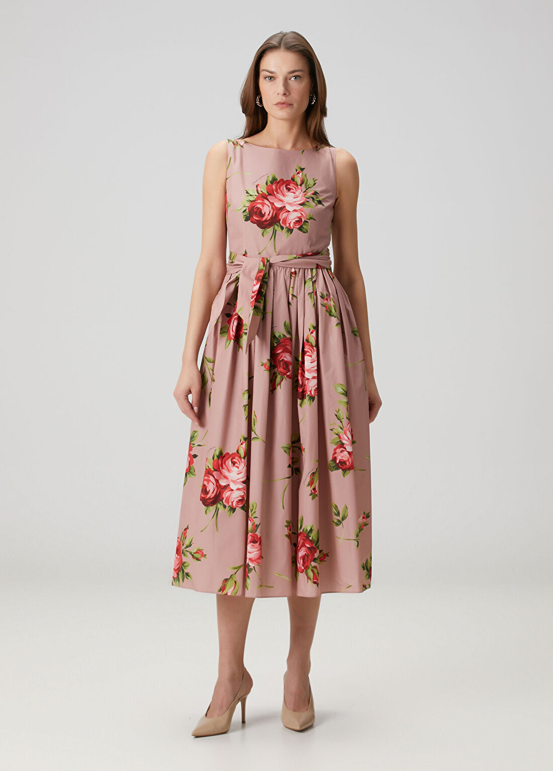 Dolce&Gabbana Pembe Çiçekli Midi Elbise