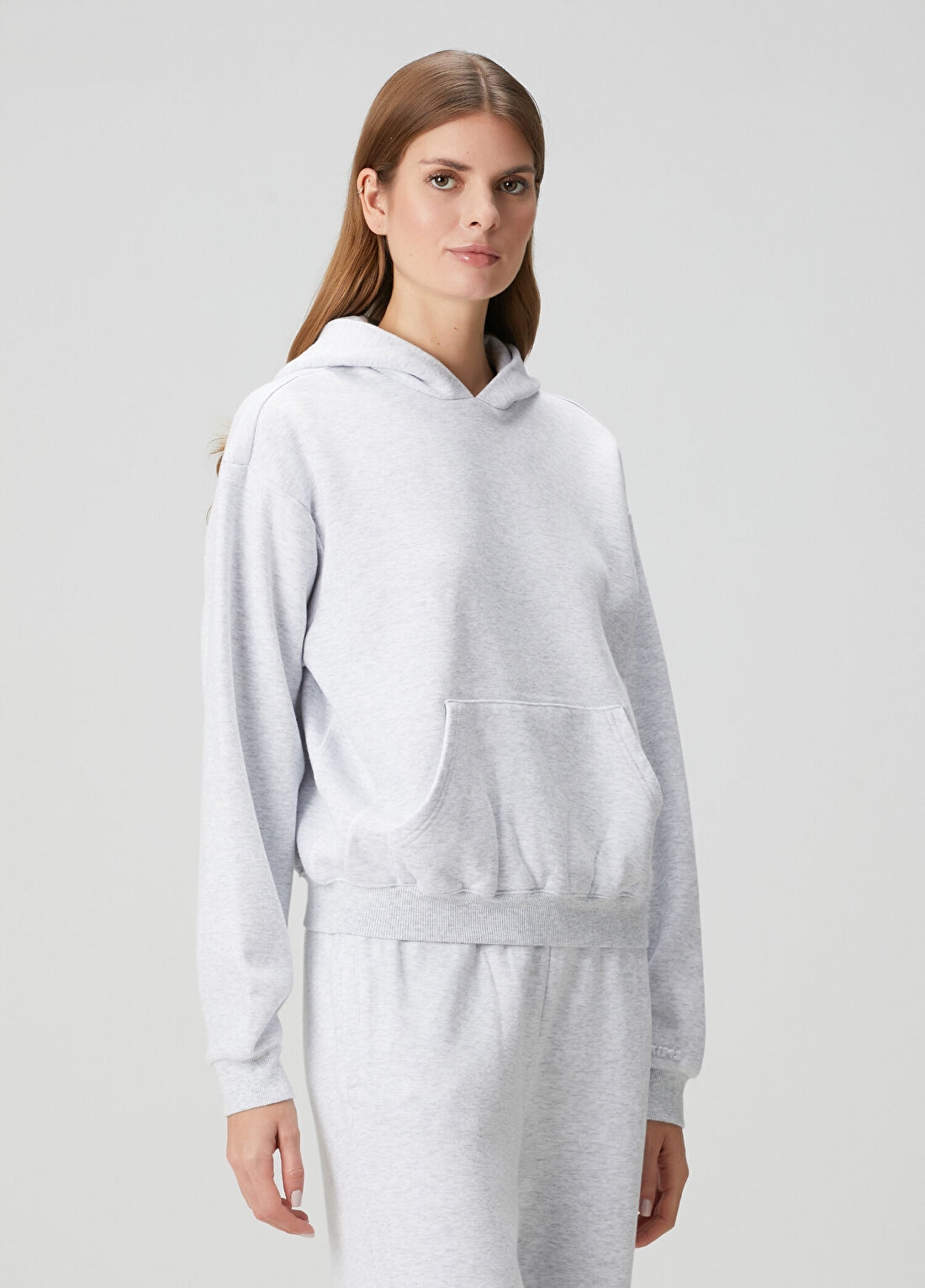 Skims Classic Gri Kapüşonlu Sweatshirt