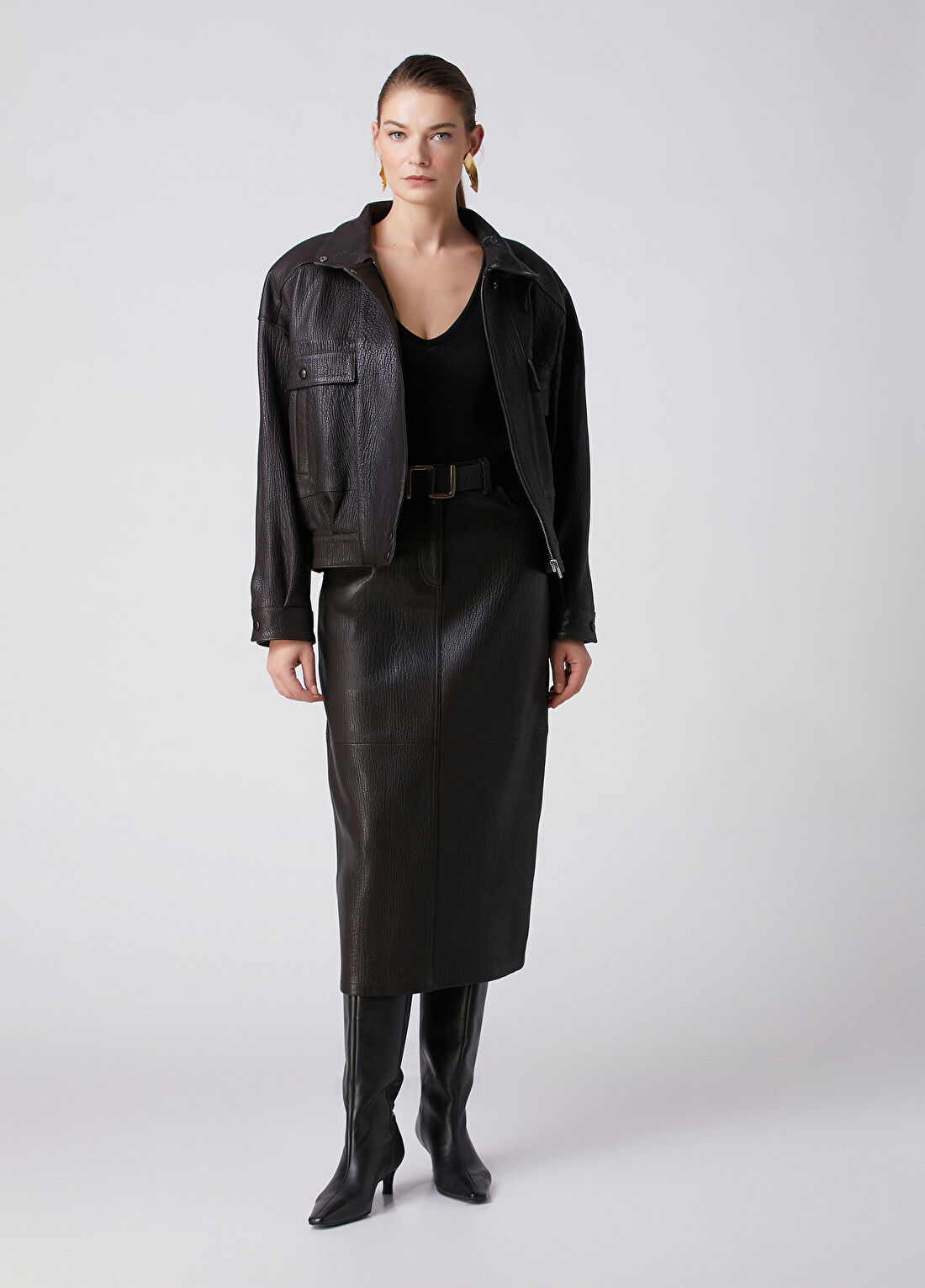 Beymen Collection Kahverengi Deri Bomber Mont görsel 3