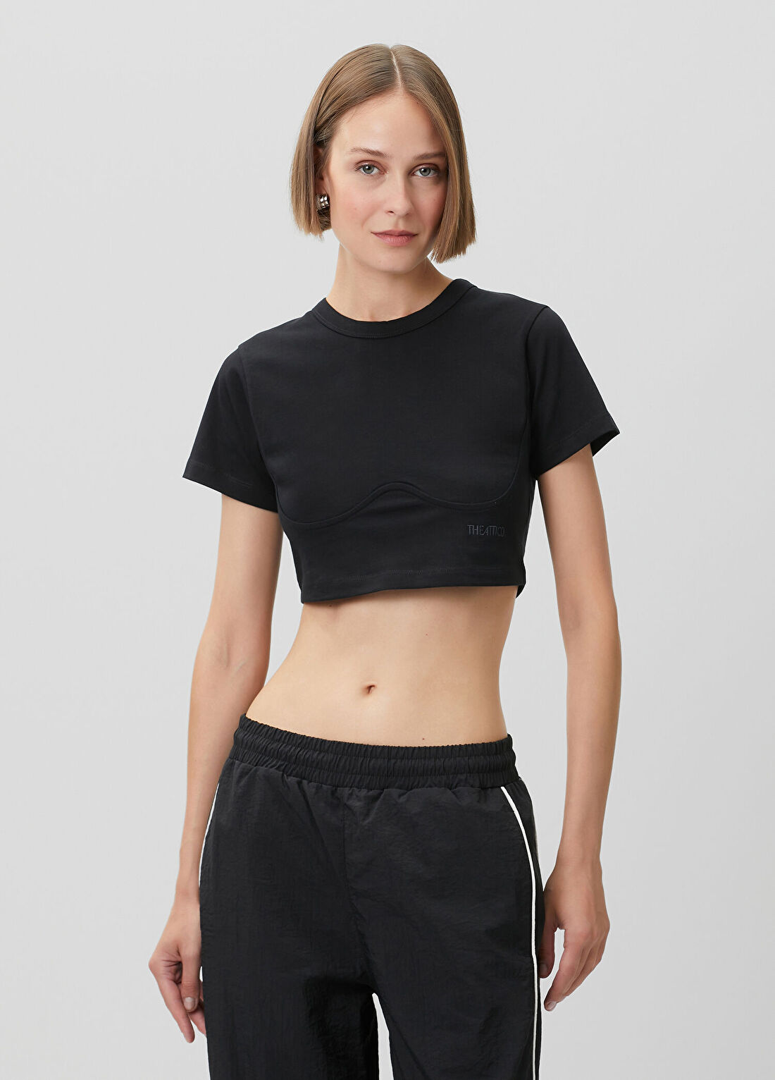 The Attico Siyah Crop T-shirt