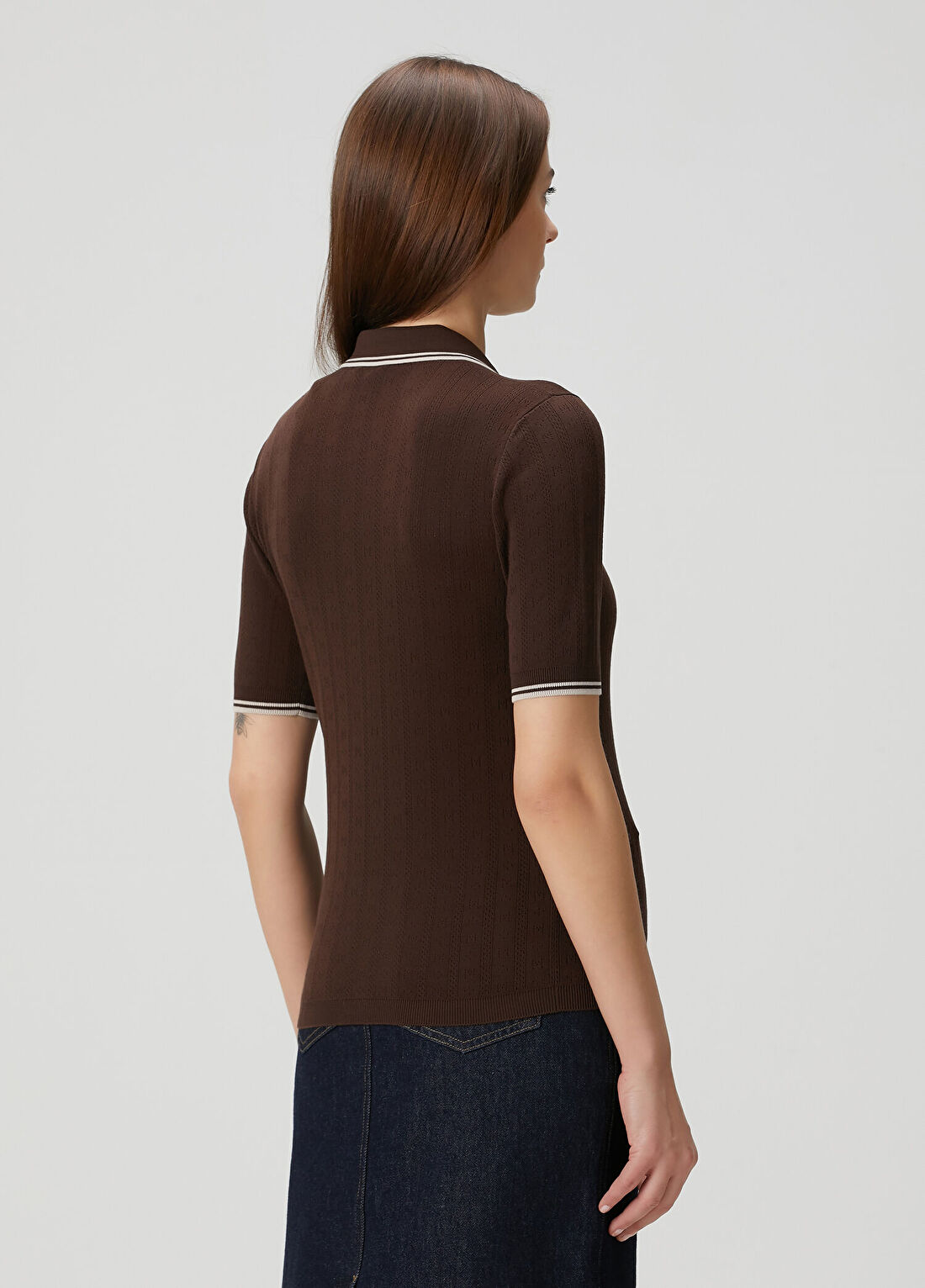 Moncler Kahverengi Polo Triko görsel 4