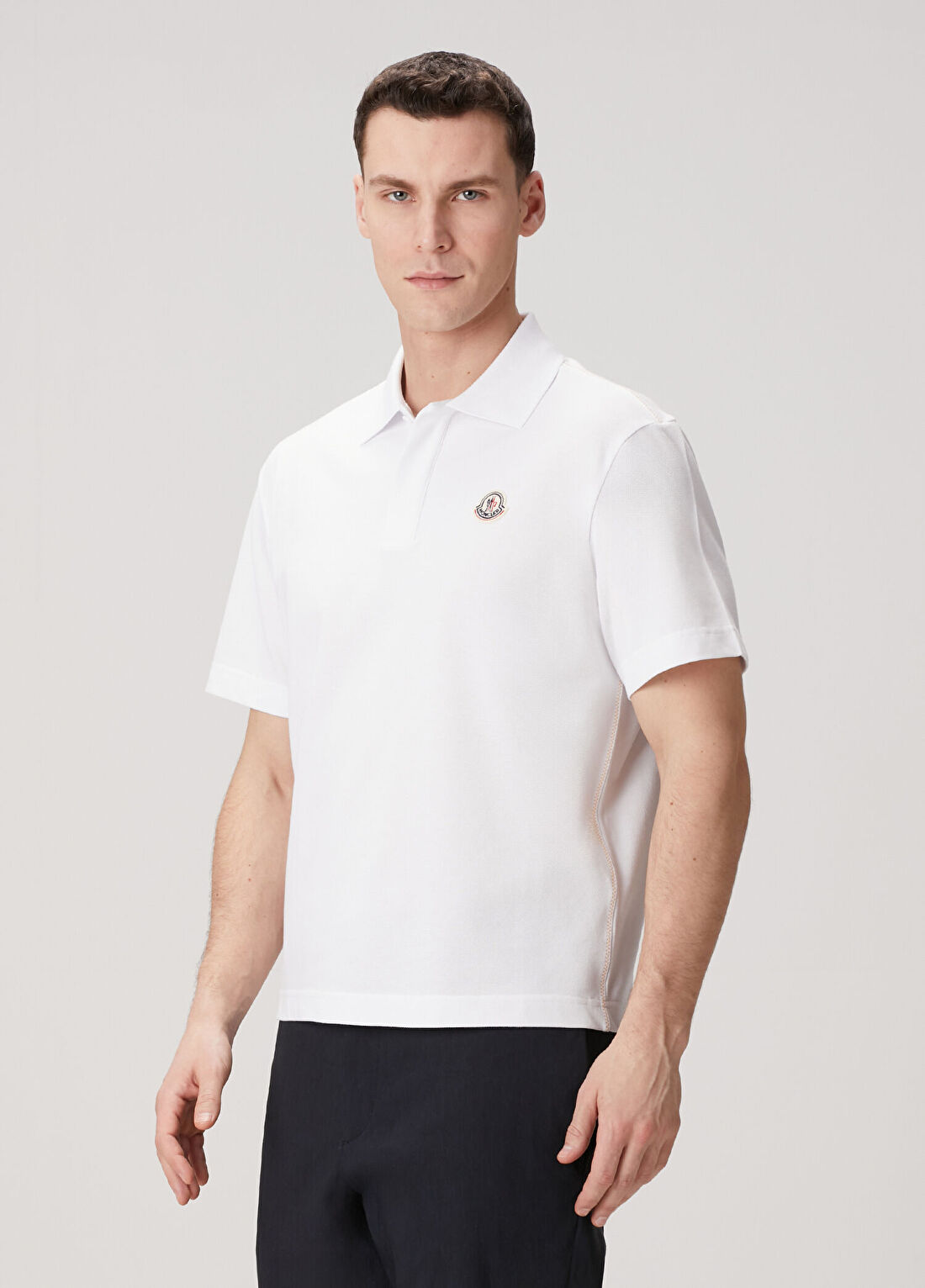 Moncler Beyaz Polo Yaka T-shirt görsel 3