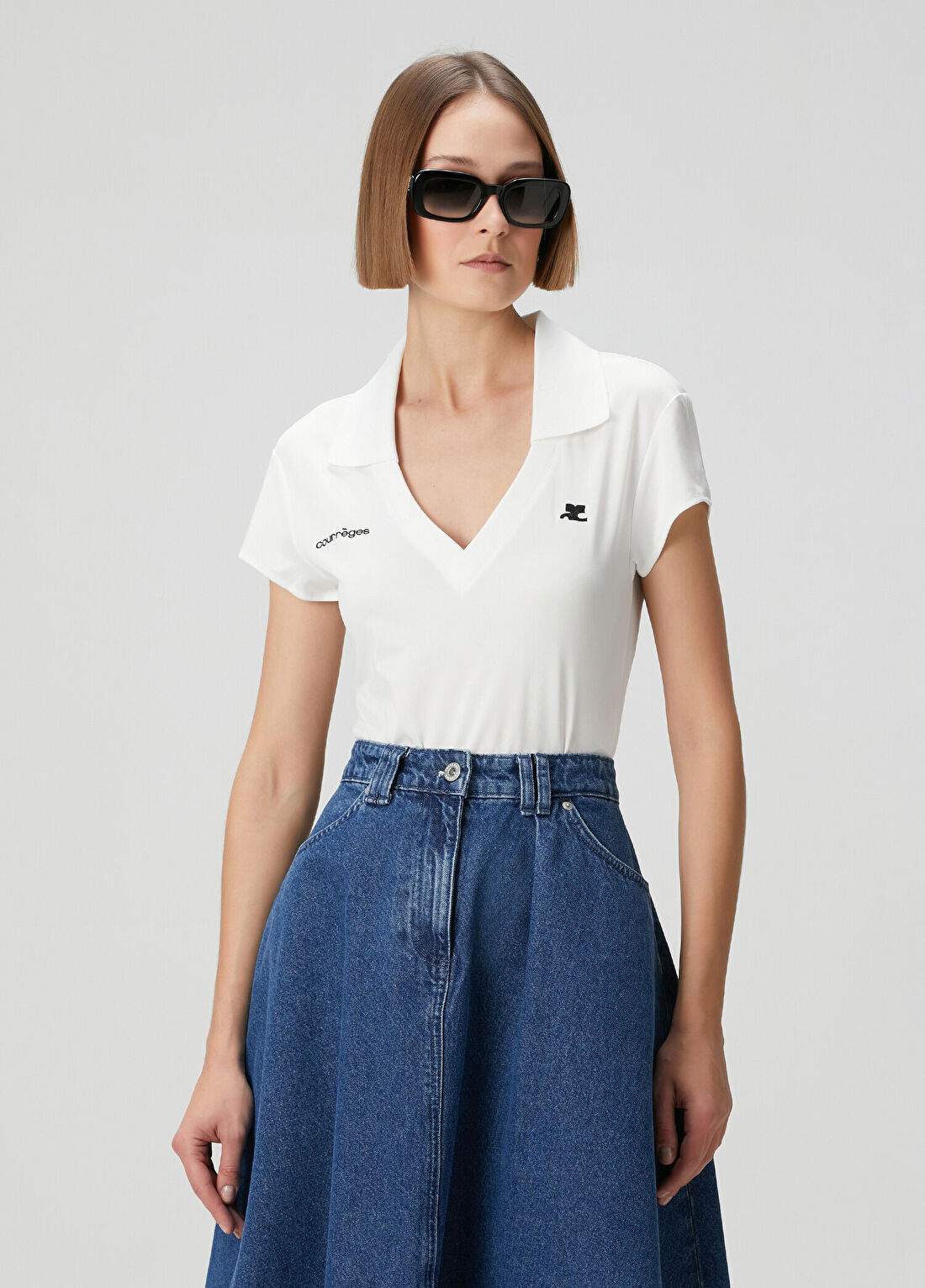 Courreges Beyaz Polo T-shirt