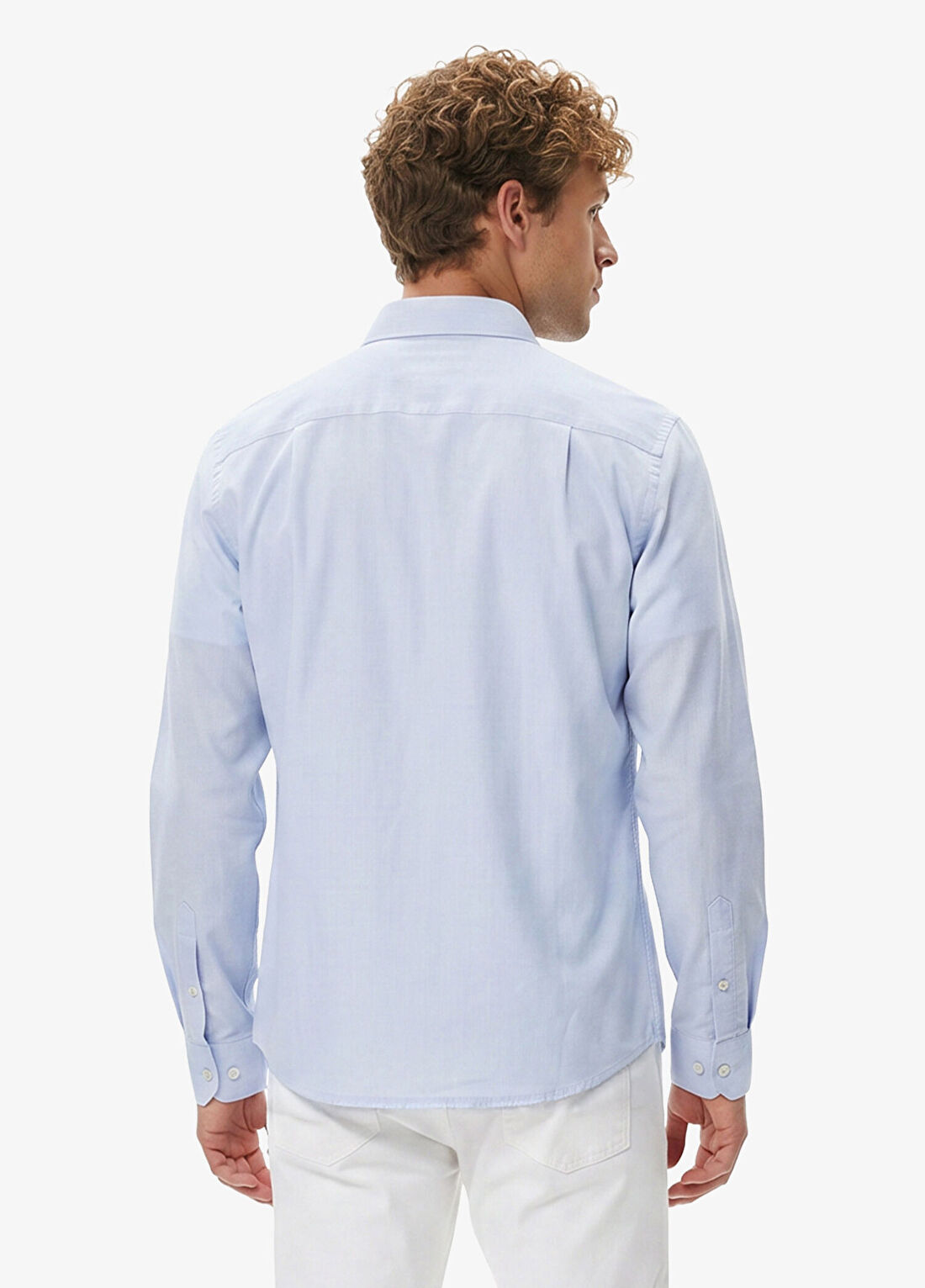Lacoste Mavi Düğmeli Yaka Slim Fit Uzun Kollu Erkek Gömlek görsel 3