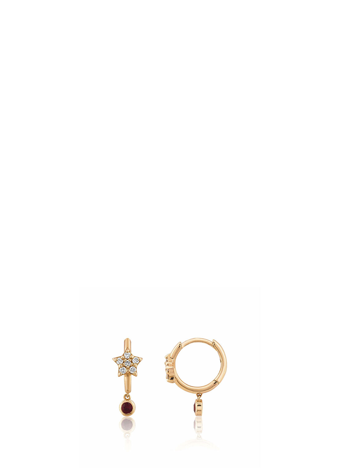 Venta Jewelry Yakut Pırlanta Taşlı 14 Ayar Rose Gold Kadın Halka Küpe