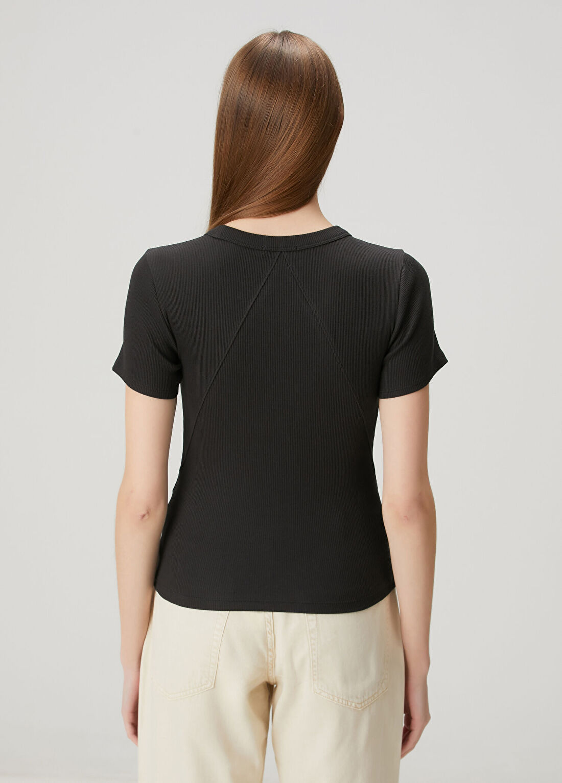 Rag&Bone Essential Siyah Ribli T-shirt görsel 4