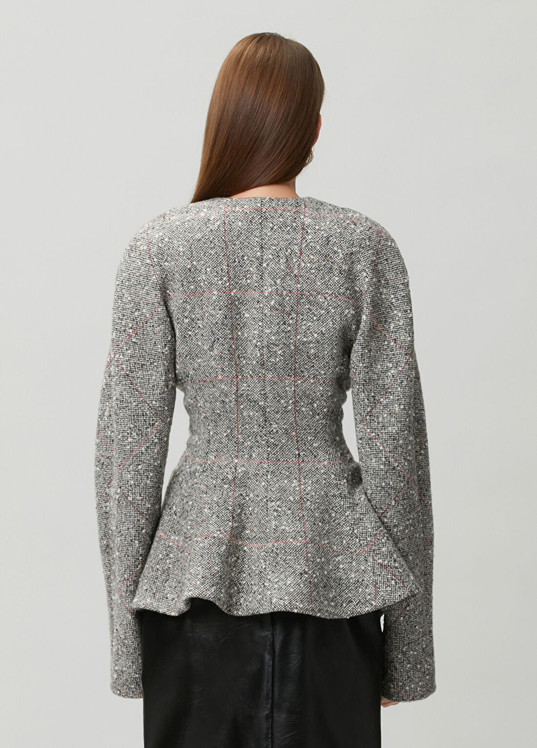 Stella McCartney Gri Peplum Detaylı Yün Ceket görsel 4