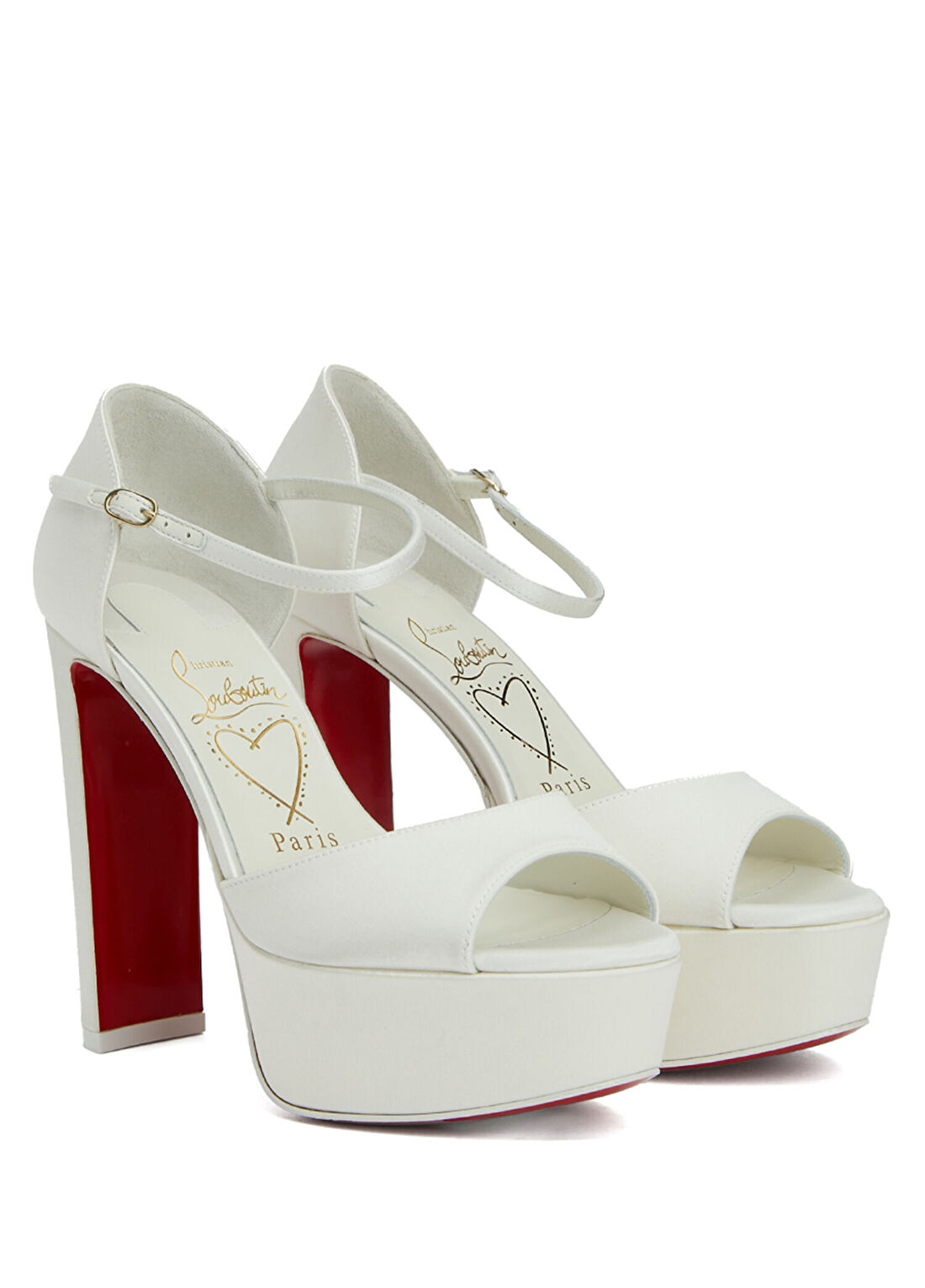 Christian Louboutin Kırık Beyaz Kadın İpek Sandalet görsel 2