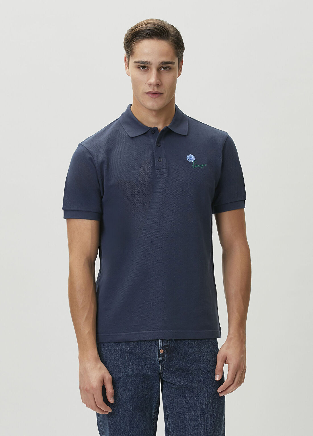 Kenzo Tulip Slim Lacivert Polo Yaka T-shirt