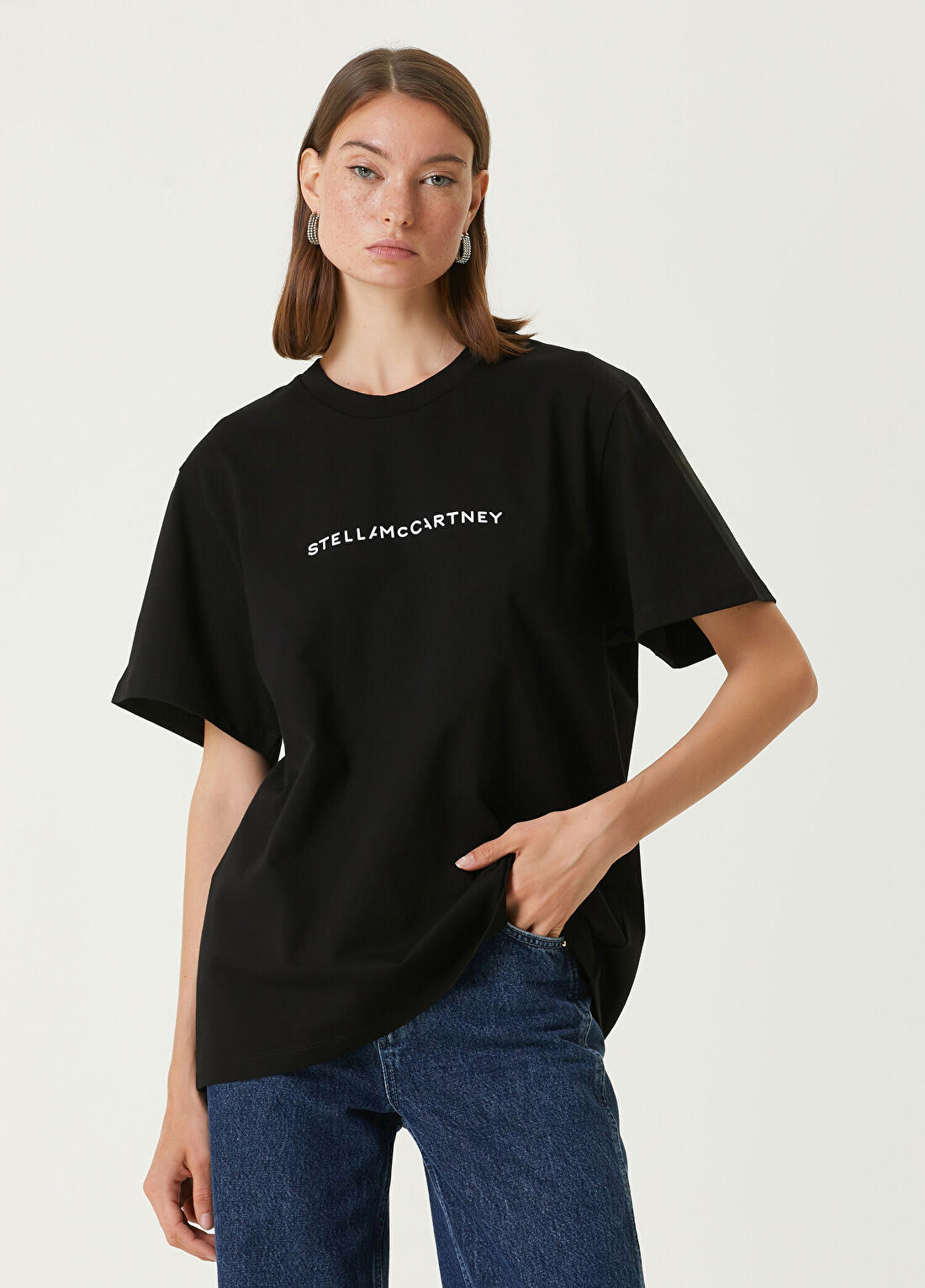 Stella McCartney Siyah Logo Baskılı T-shirt