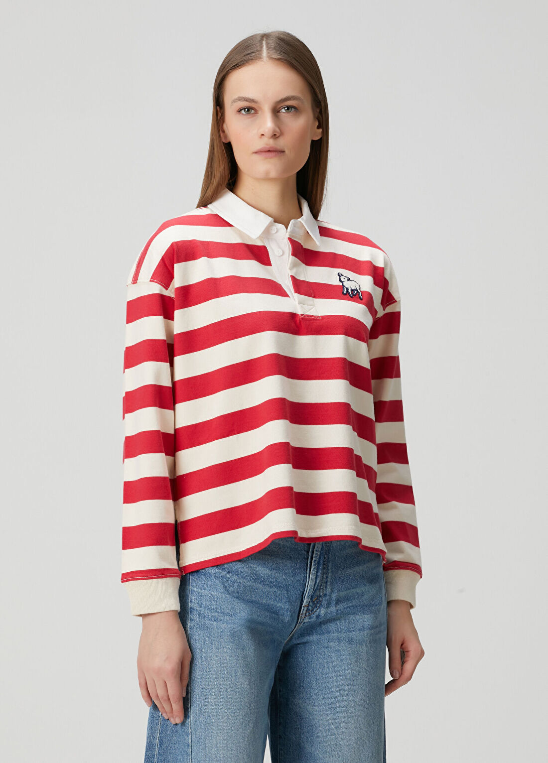 Mother The Boxy Match Kırmızı Çizgili Polo T-shirt görsel 3