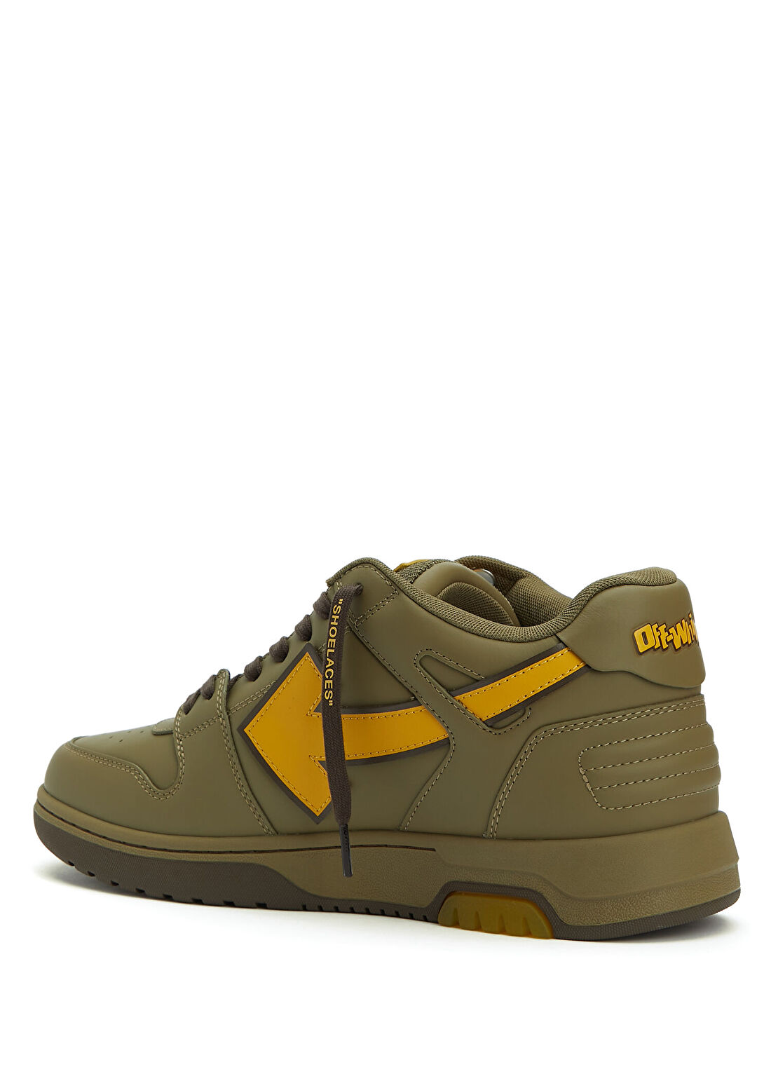 Off-White Out Of Office Haki Erkek Deri Sneaker görsel 3