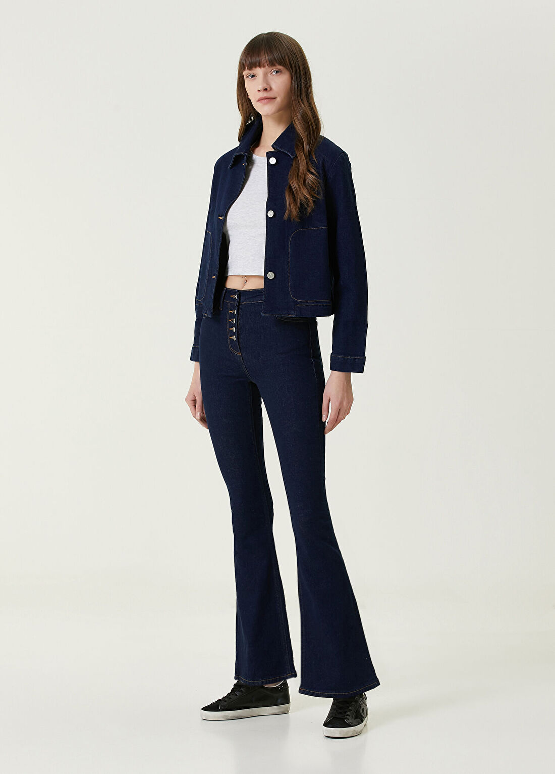 Dare London Paris Koyu Mavi Kadın Jean Ceket