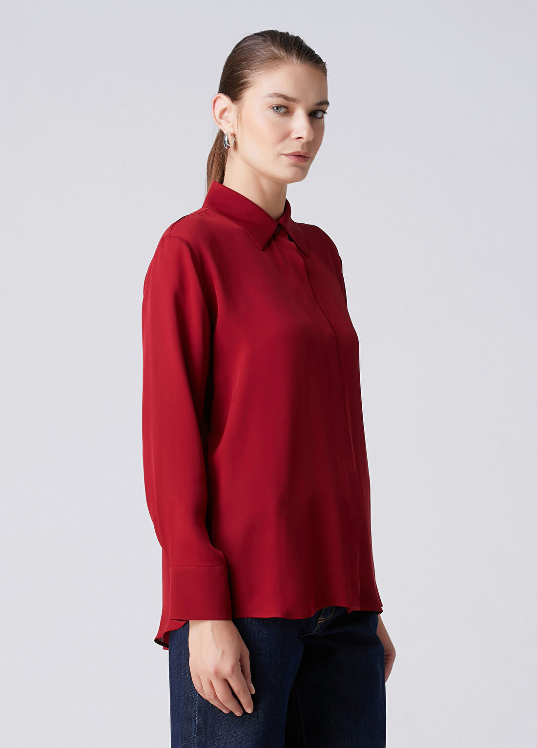 Beymen Collection Vişne İpek Gömlek görsel 4