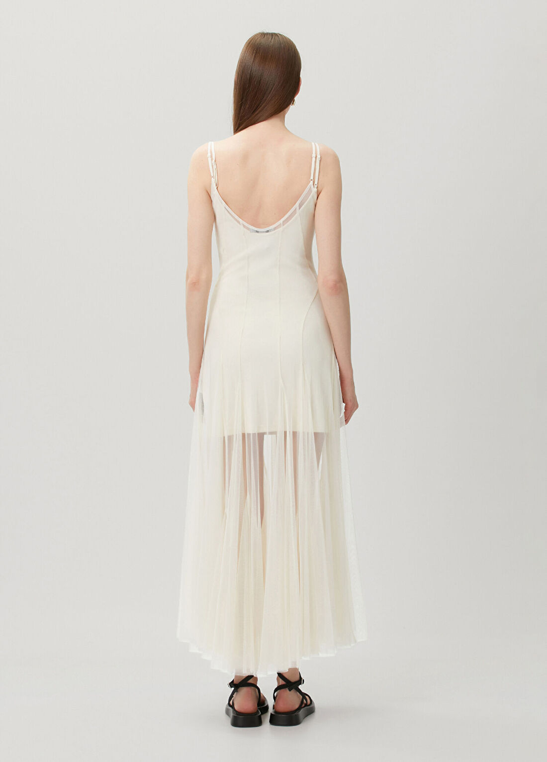 AllSaints Harmonia Ekru Midi Elbise görsel 4