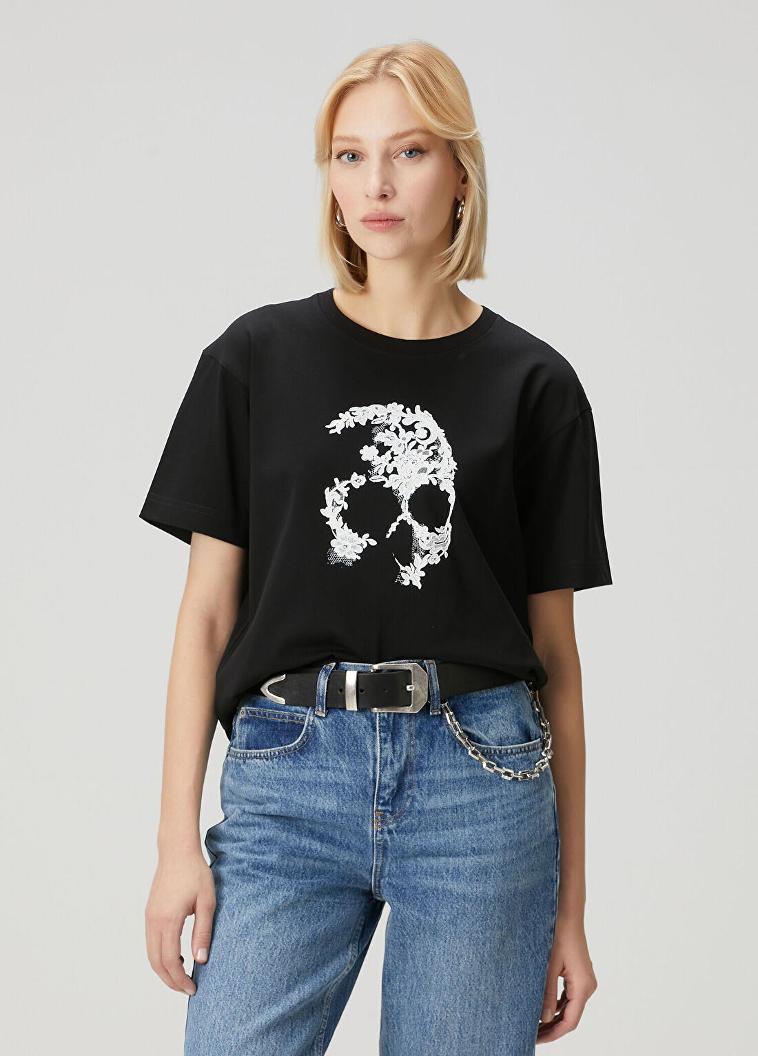 McQueen Siyah Baskılı T-shirt
