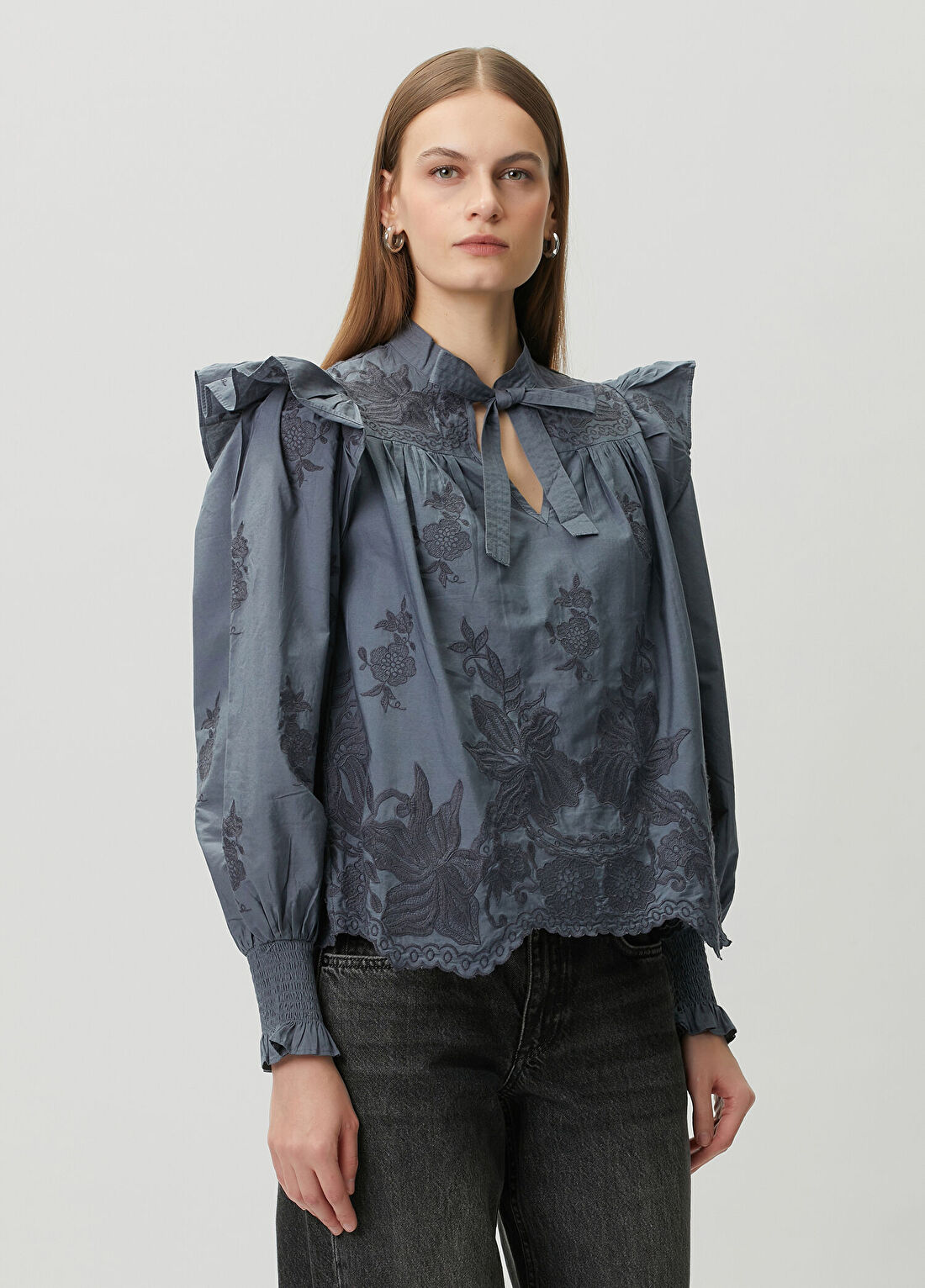 AllSaints Nisa Mavi Desenli Bluz