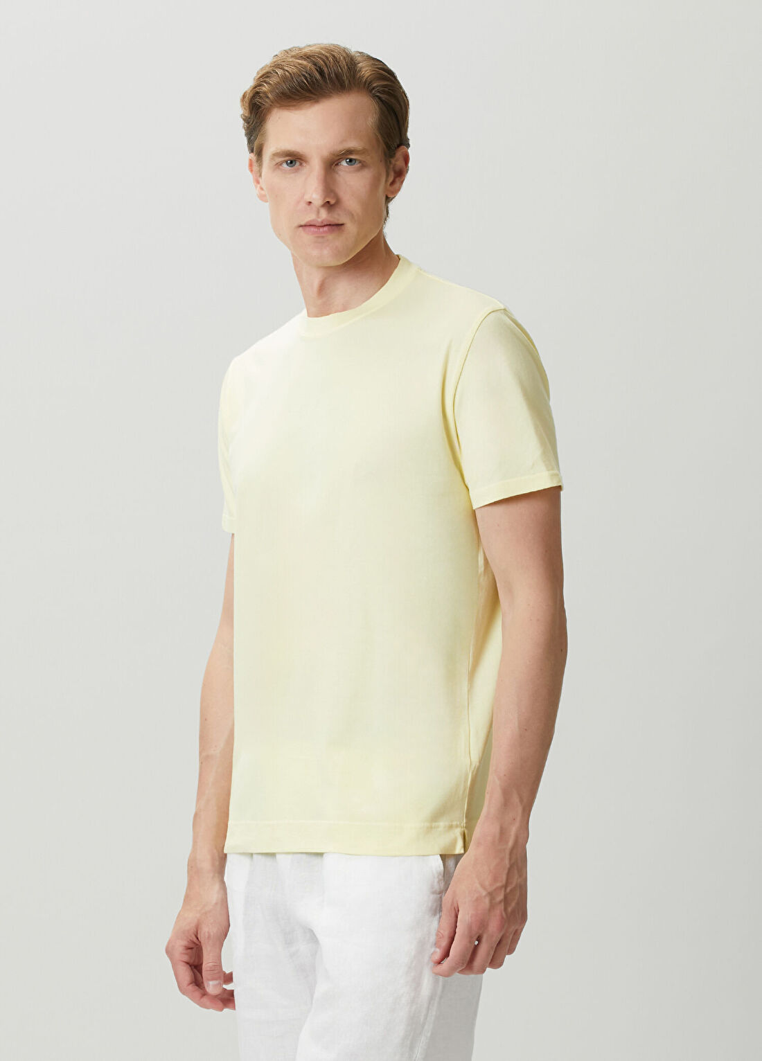 Fedeli Sarı Basic T-shirt görsel 3