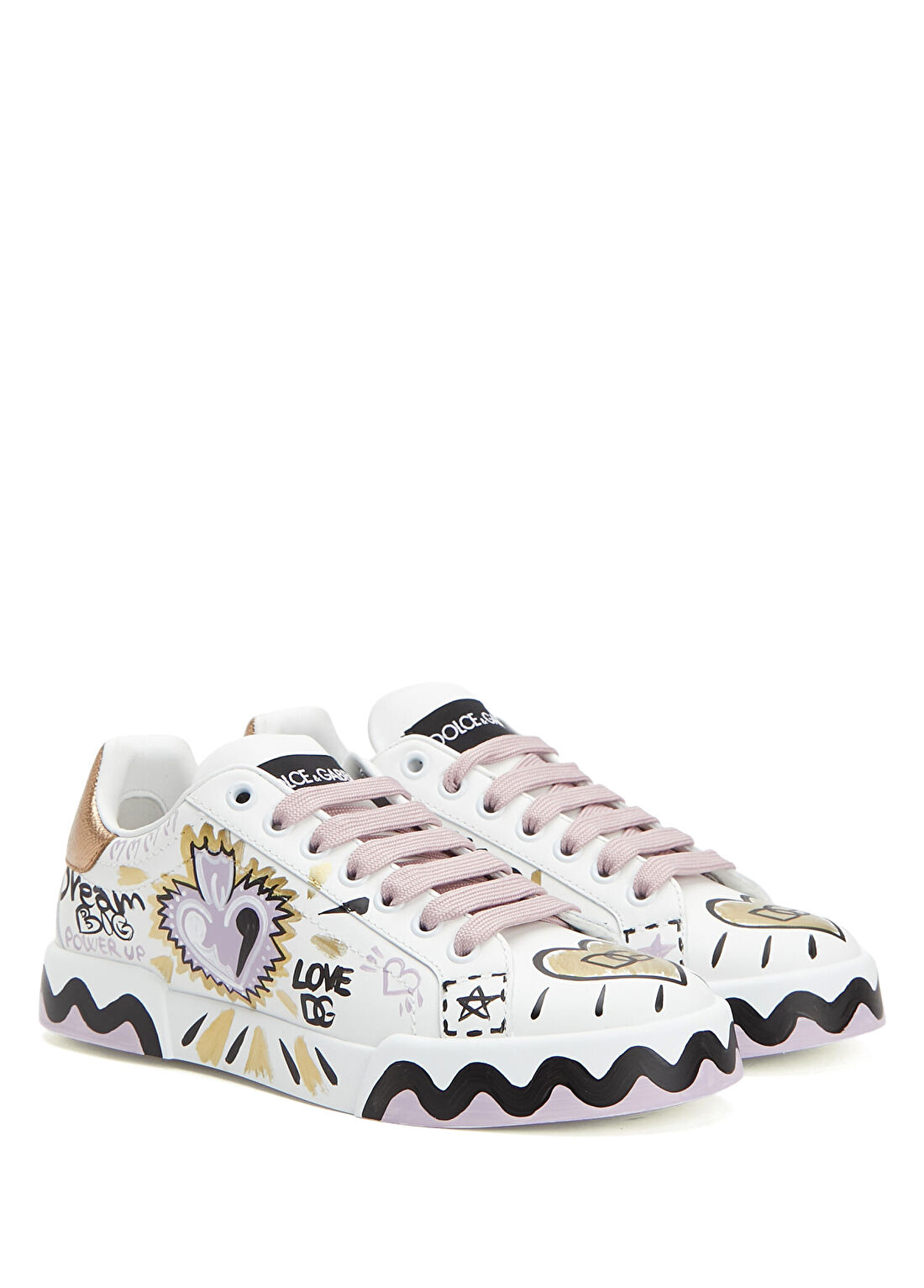 Dolce&Gabbana Portofino Beyaz Gold Kadın Deri Sneaker görsel 2